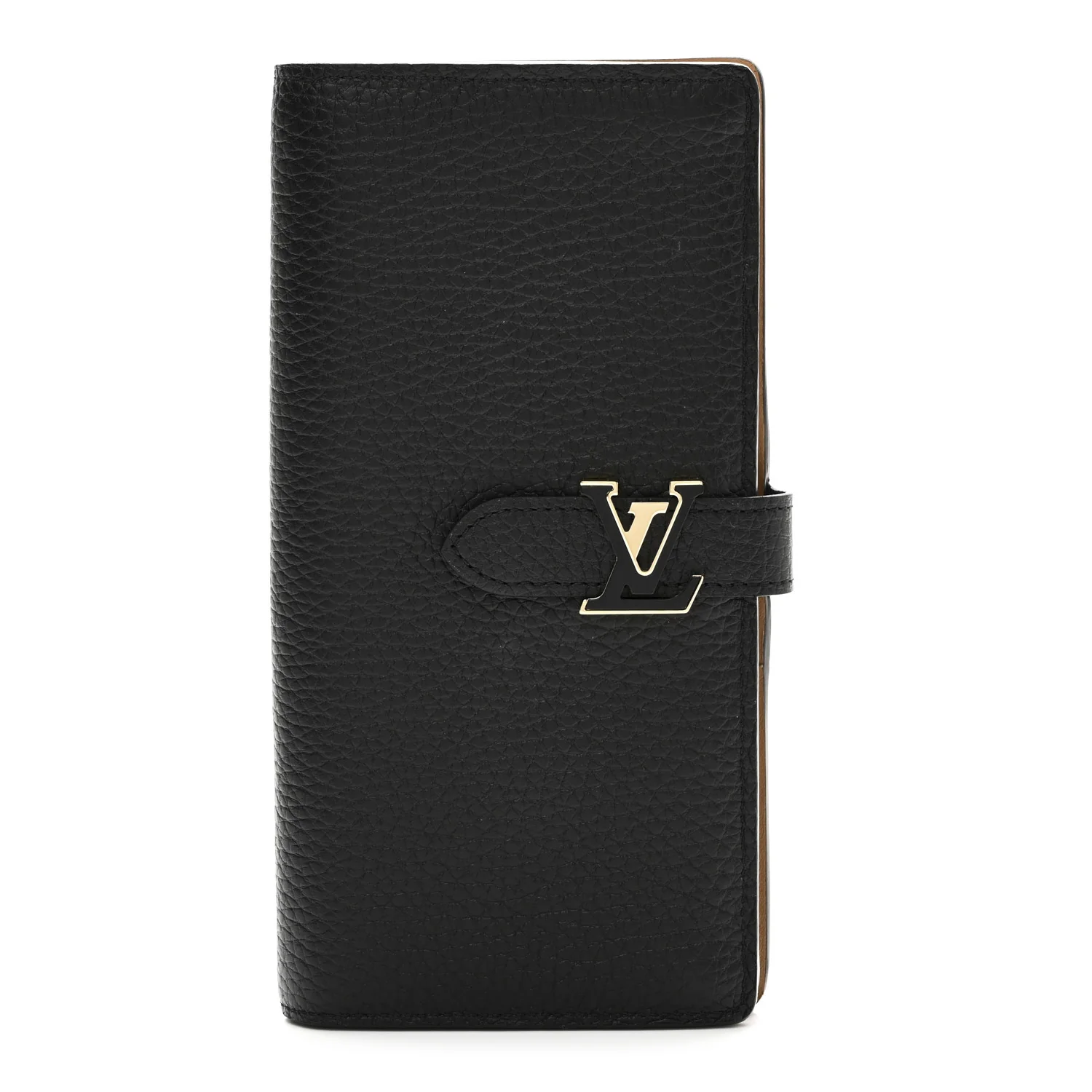 Taurillon LV Vertical Capucines Wallet Black Arizona