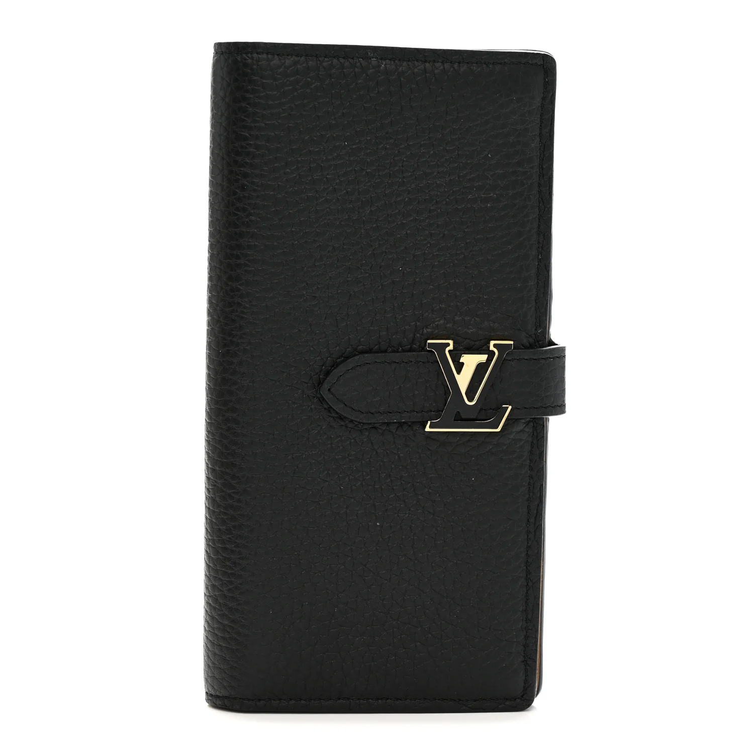 Taurillon LV Vertical Capucines Wallet Black Arizona