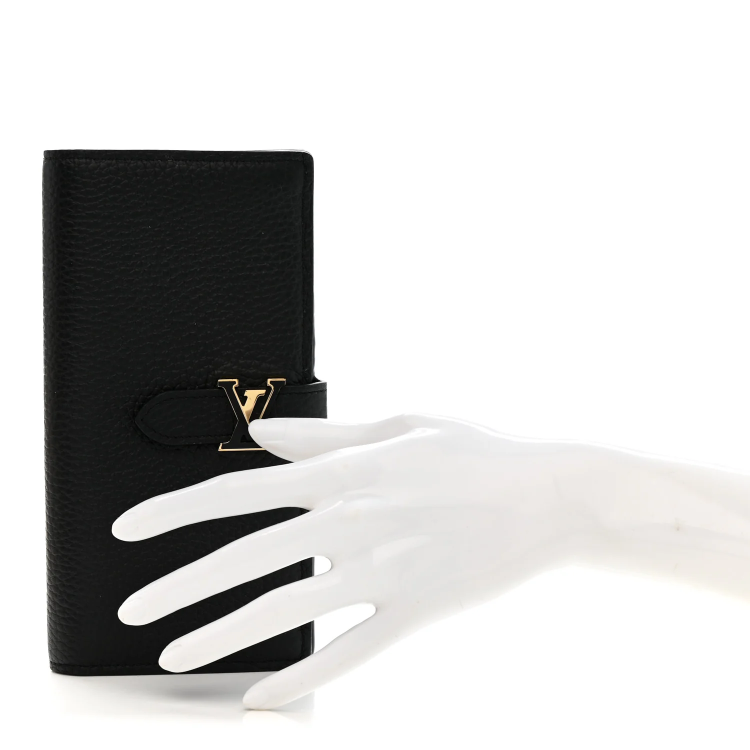 Taurillon LV Vertical Capucines Wallet Black Arizona - Image 2