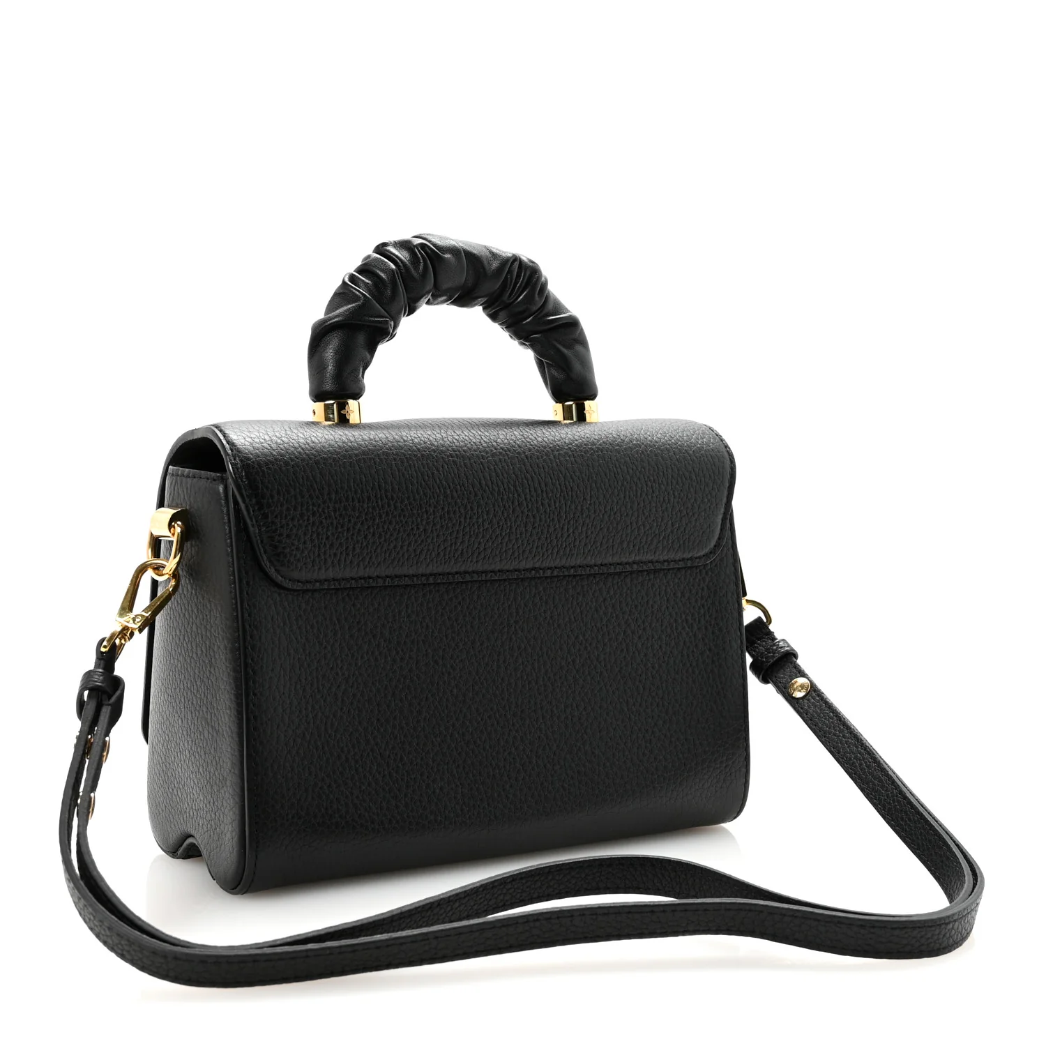 Taurillon Smooth Calfskin Scrunchie Twist One Handle MM Black - Image 3