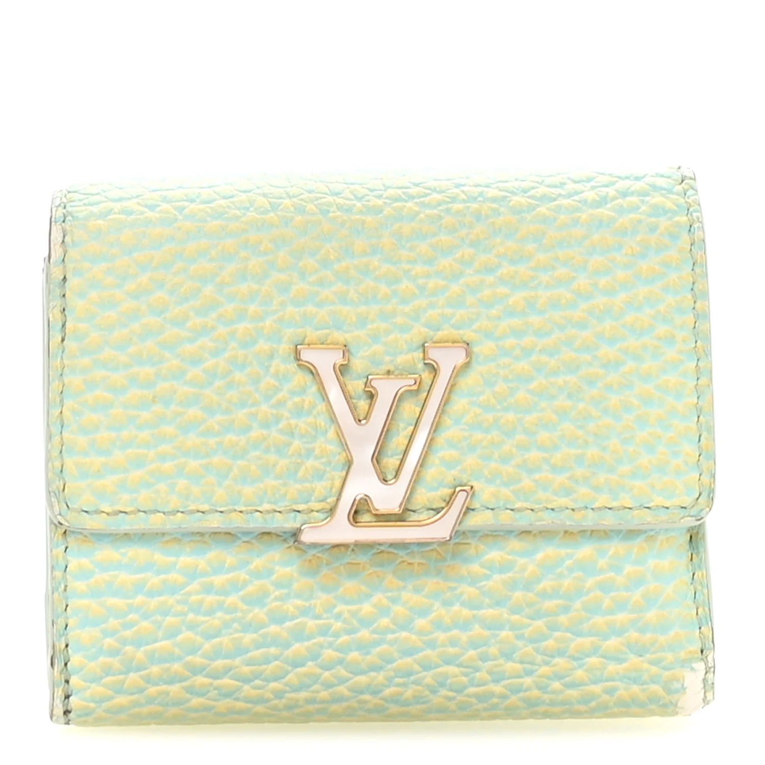 Taurillon Summer Stardust Capucines XS Wallet Vert D'Eau