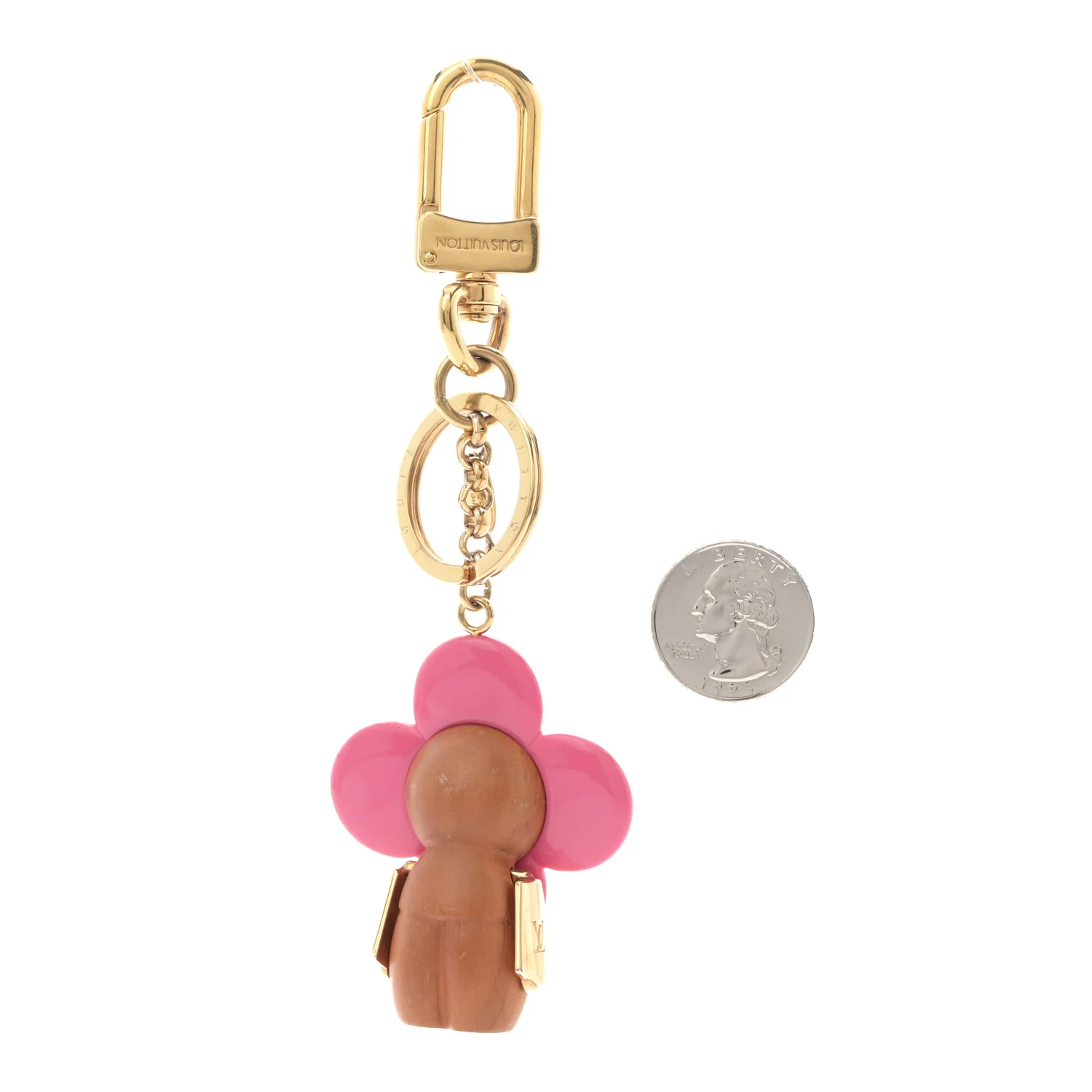 Wood Monogram Vivienne Puppet Bag Charm Key Holder Pink - Image 2