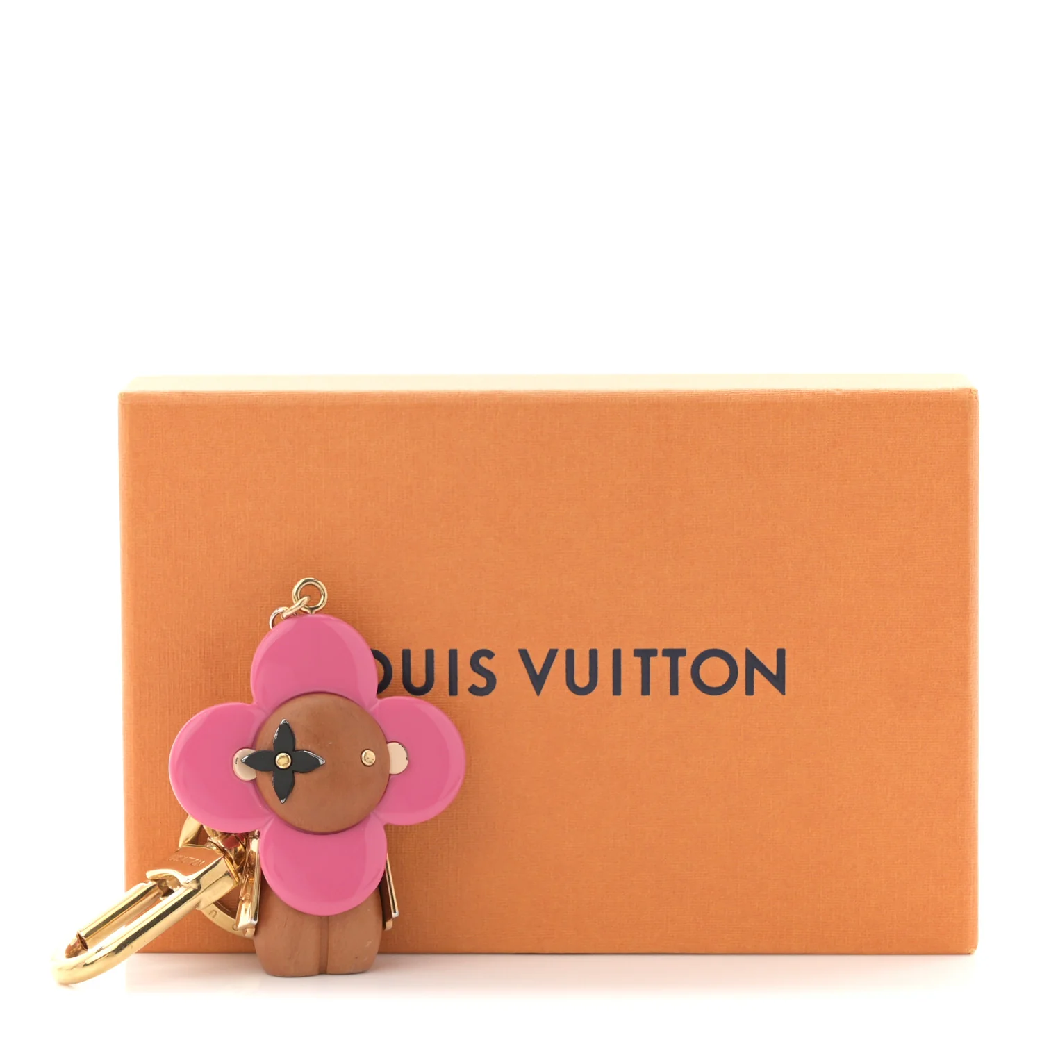 Wood Monogram Vivienne Puppet Bag Charm Key Holder Pink - Image 5