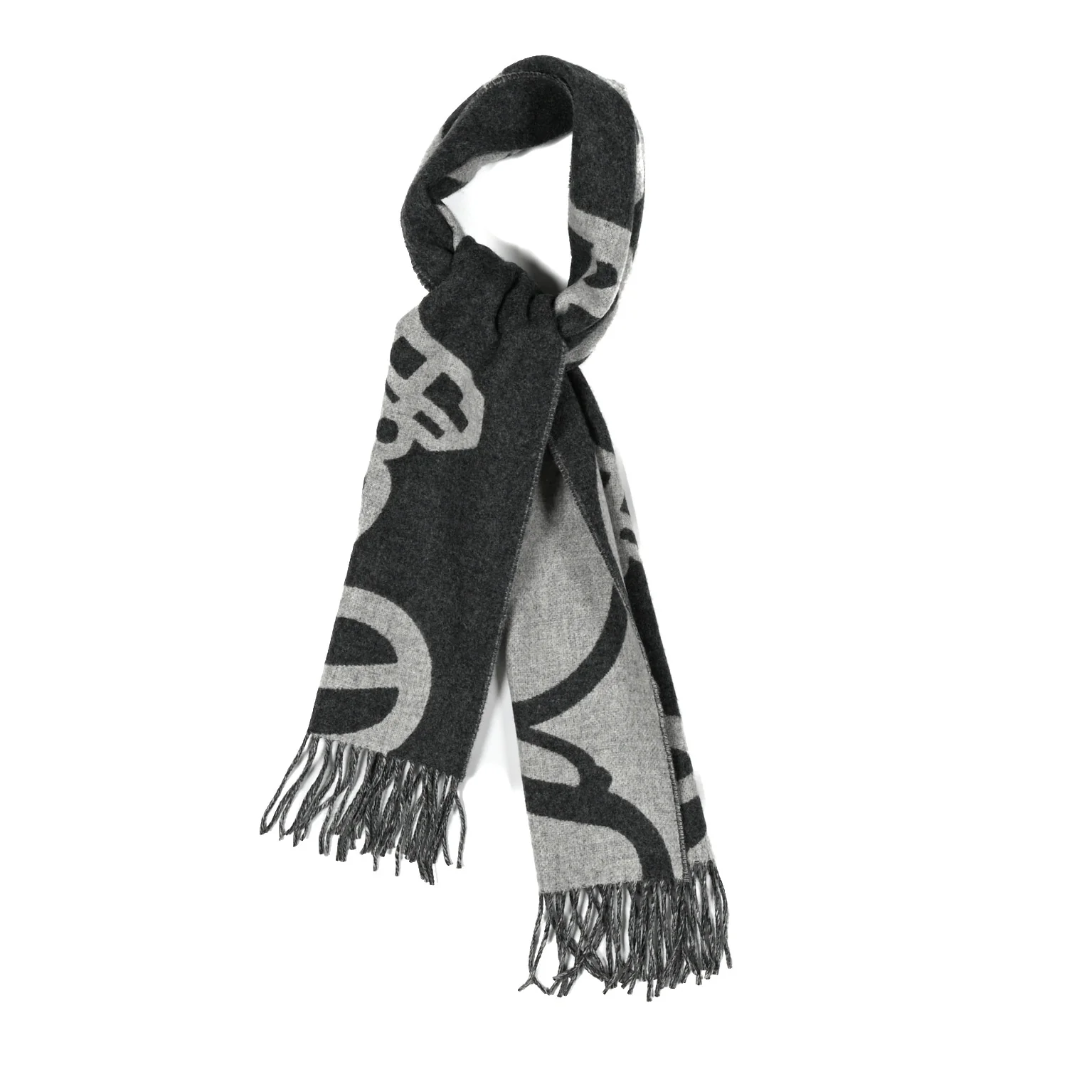 Wool Cashmere Lock And Keys Scarf Black - Image 2