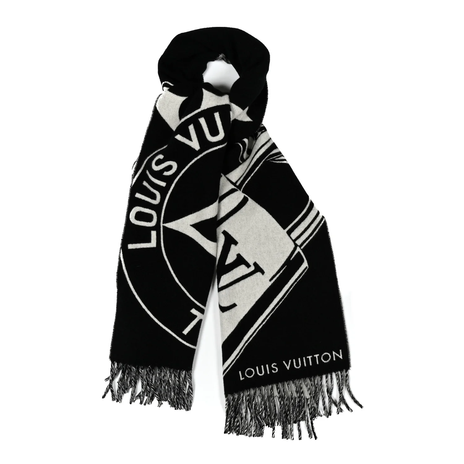 Wool Cashmere Lock And Keys Scarf Black - Image 4