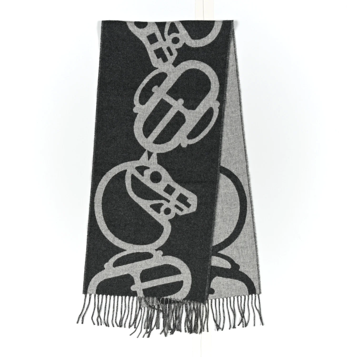 Wool Cashmere Lock And Keys Scarf Black - Image 6