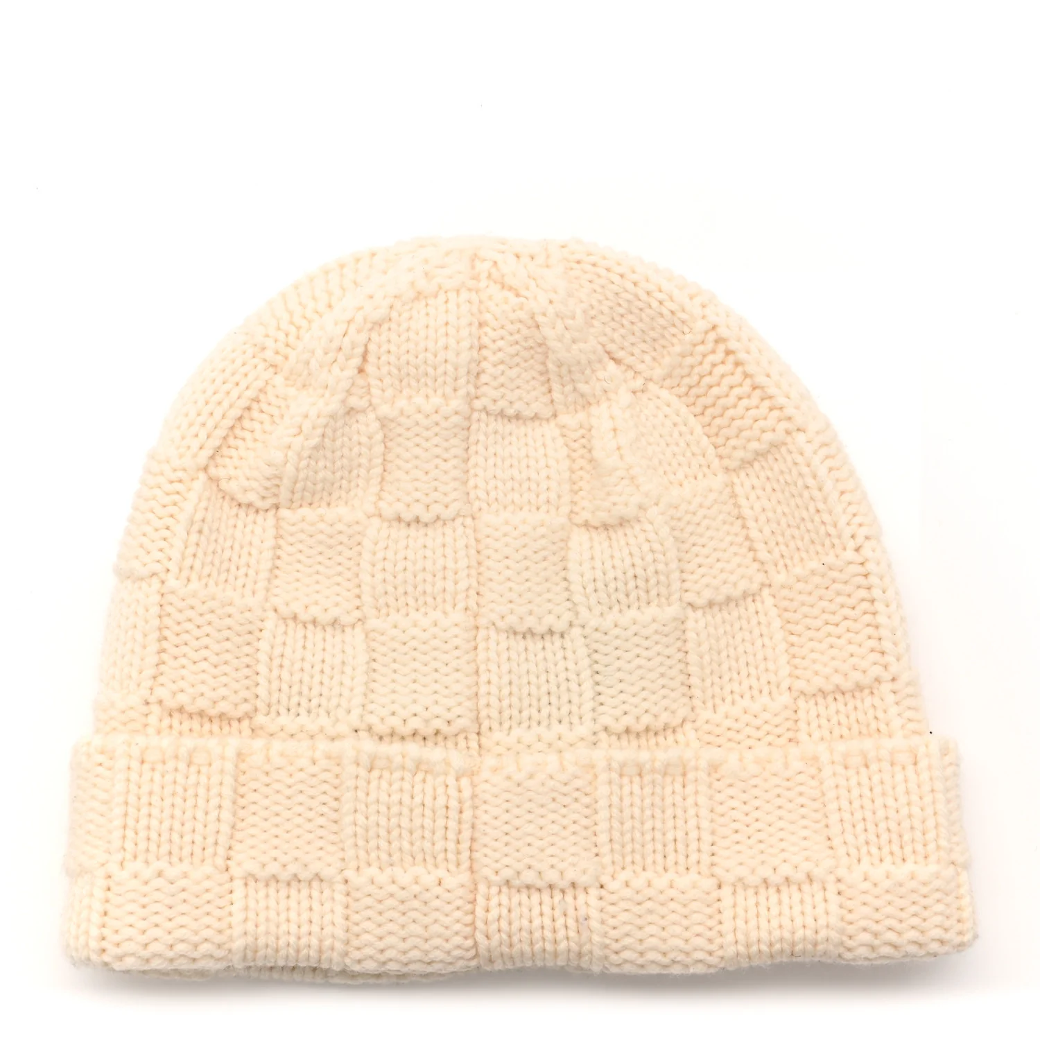 Wool Damier Snug Beanie Creme - Image 3