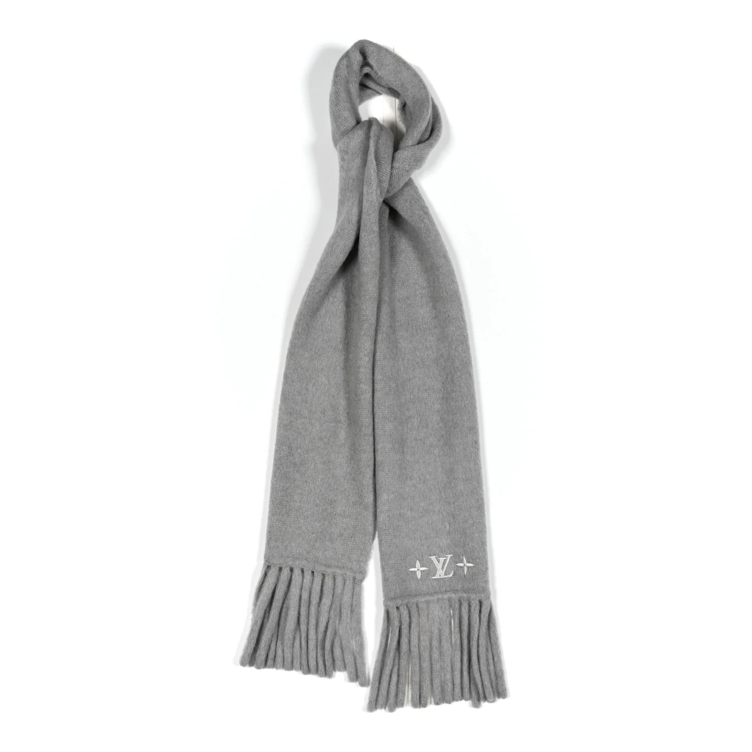 Wool LV Fluffy Scarf Grey