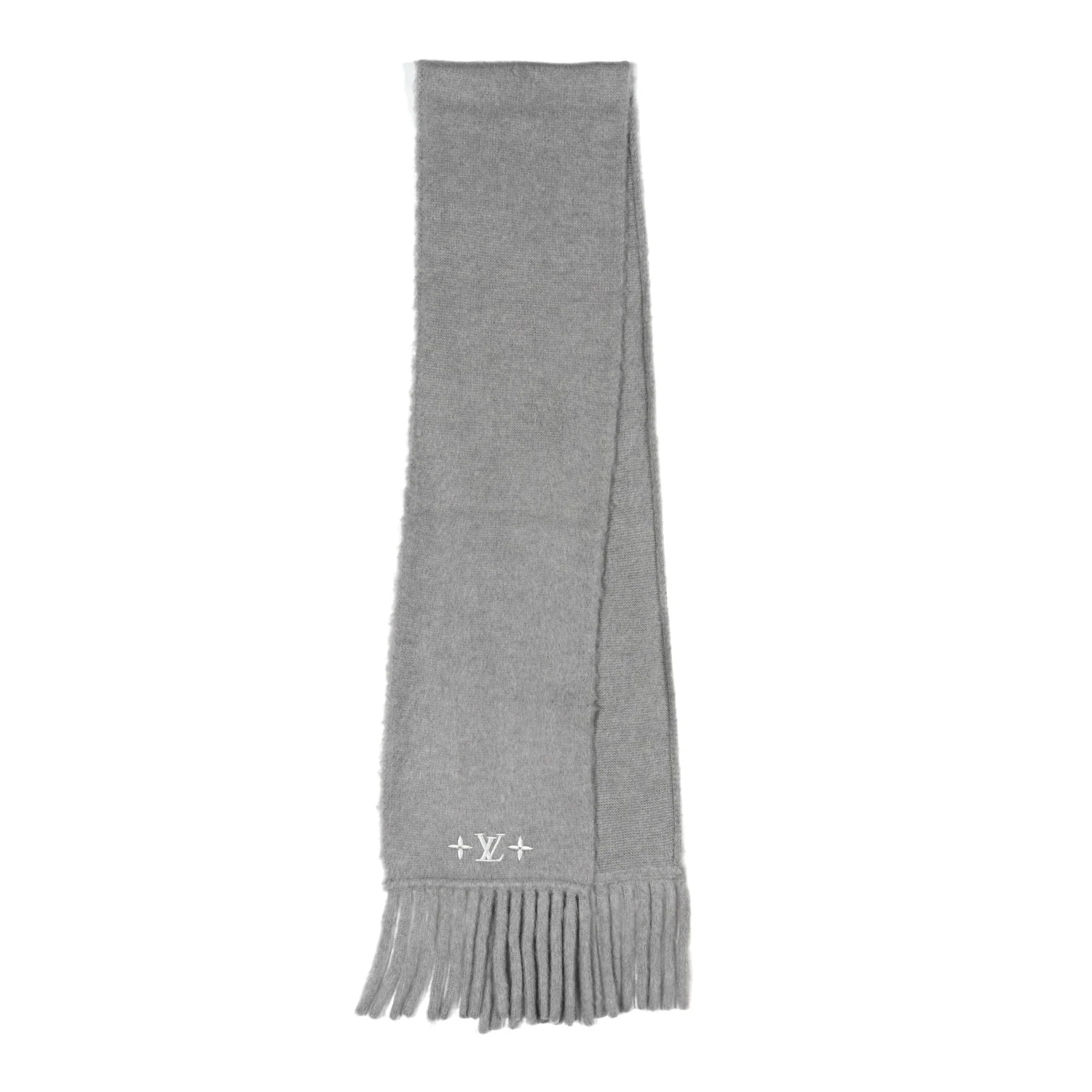 Wool LV Fluffy Scarf Grey - Image 2