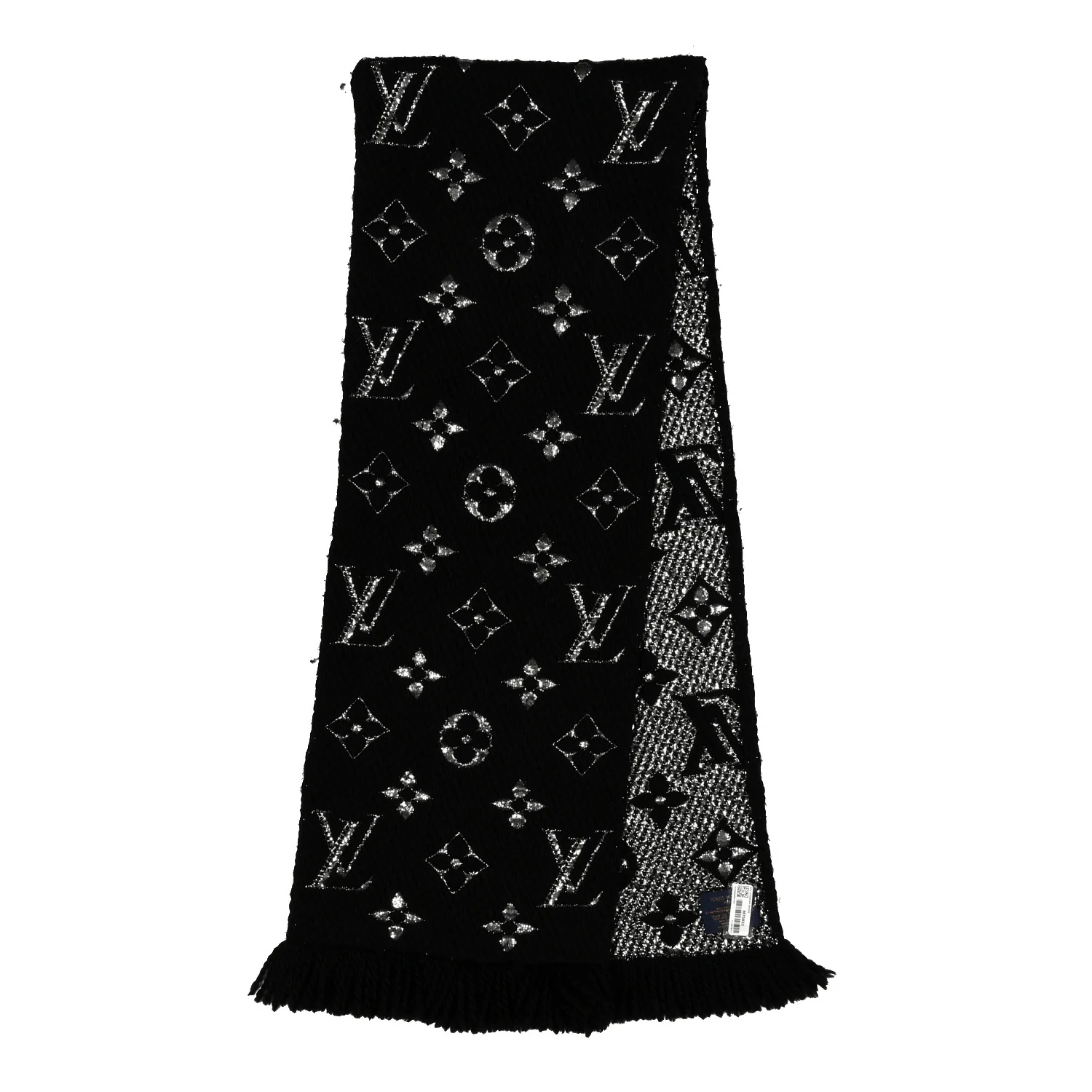 Wool Silk Logomania Shine Scarf Black - Image 3