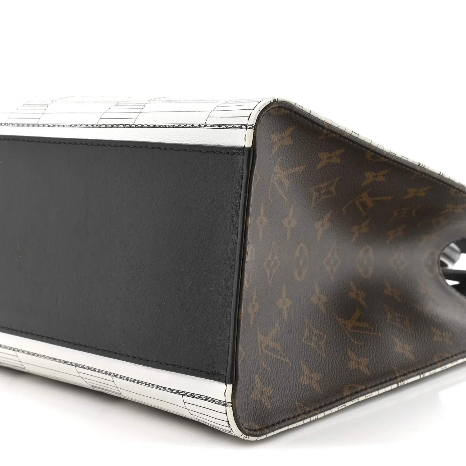 X FORNASETTI Calfskin Architettura Onthego MM Black White - Image 8