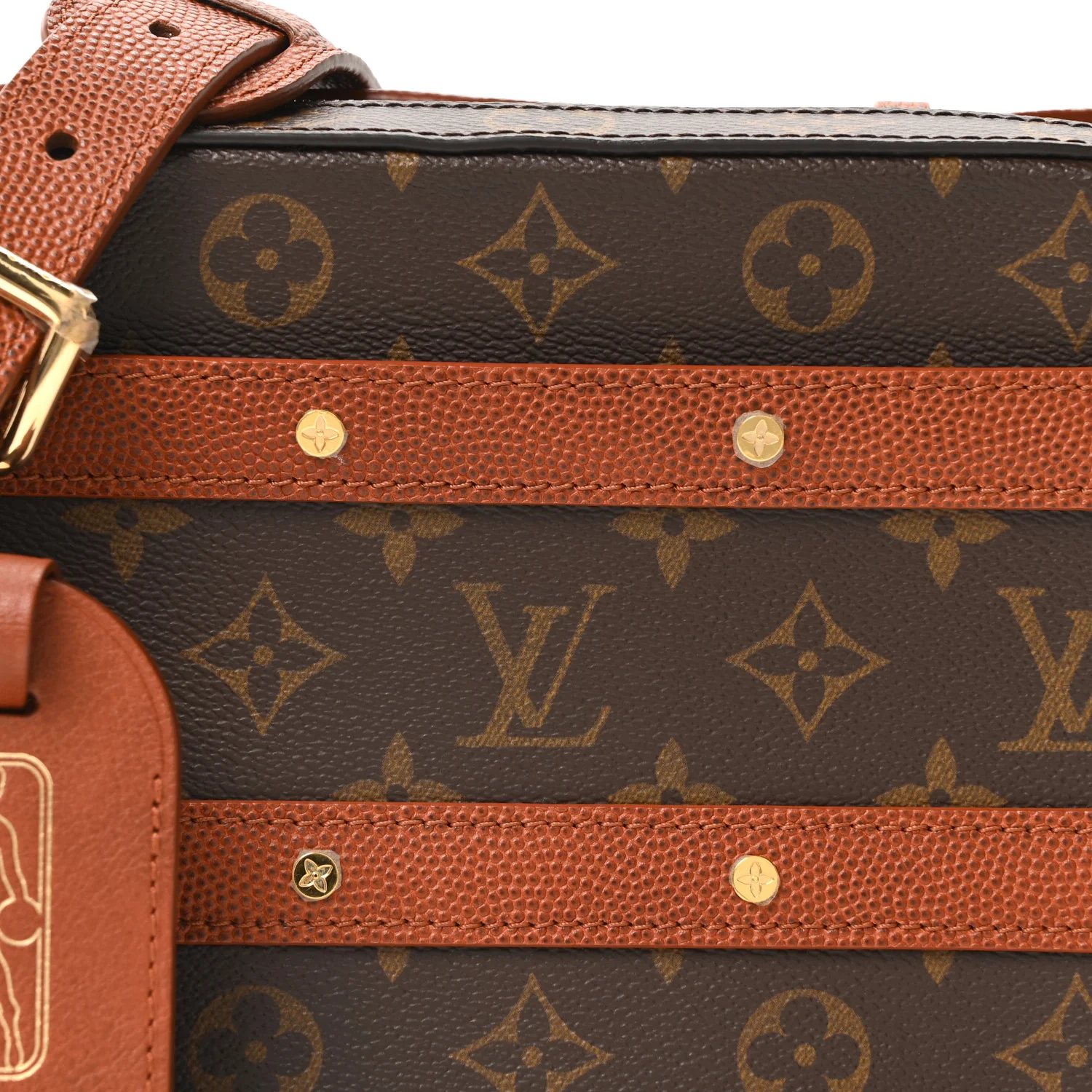 X NBA Grained Calfskin Monogram Handle Trunk Brown - Image 13