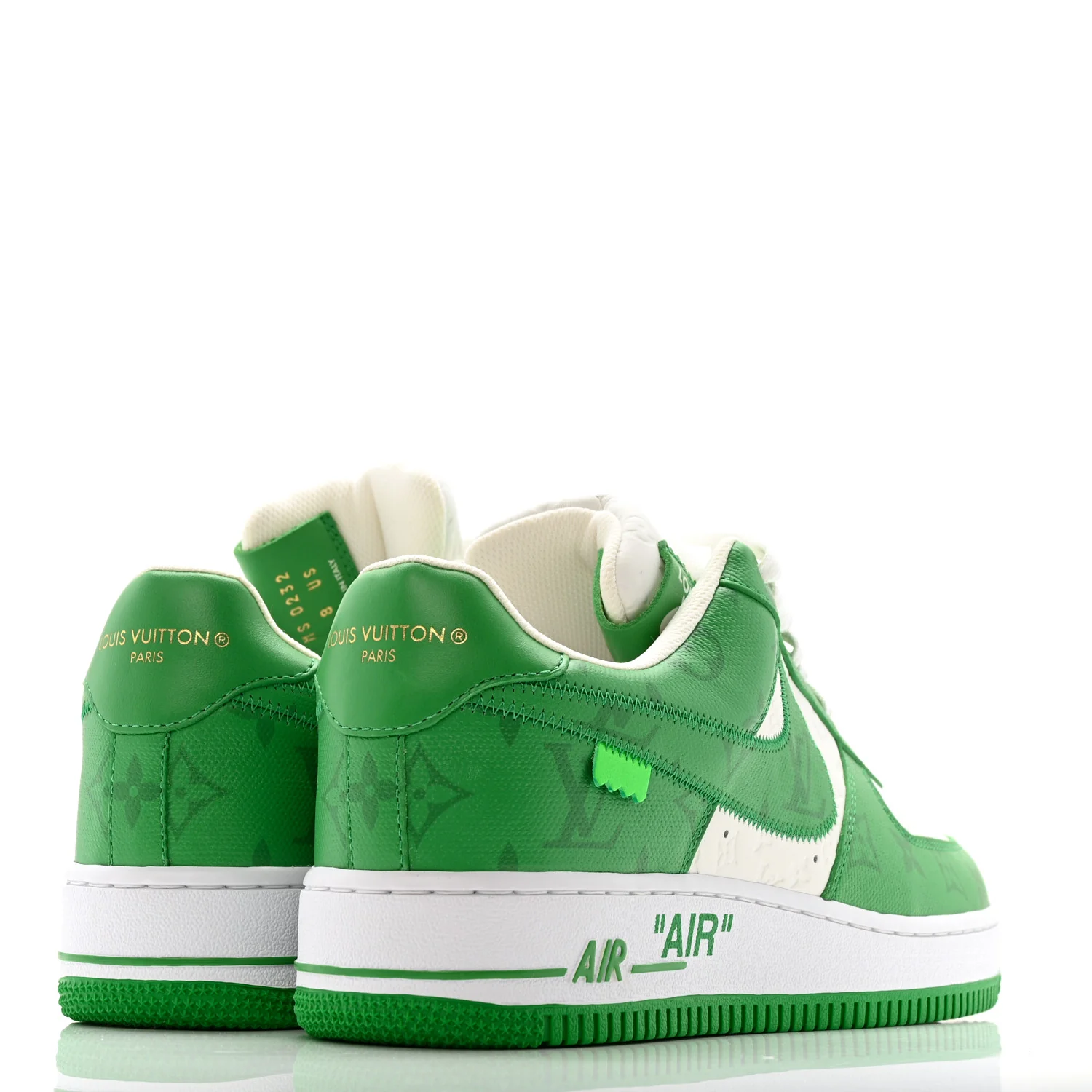 X NIKE AIR FORCE 1 Calfskin Monogram Mens Low Top Sneakers 8 Green - Image 5