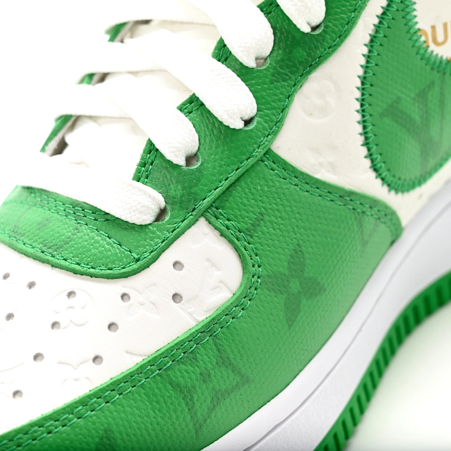 X NIKE AIR FORCE 1 Calfskin Monogram Mens Low Top Sneakers 8 Green - Image 9