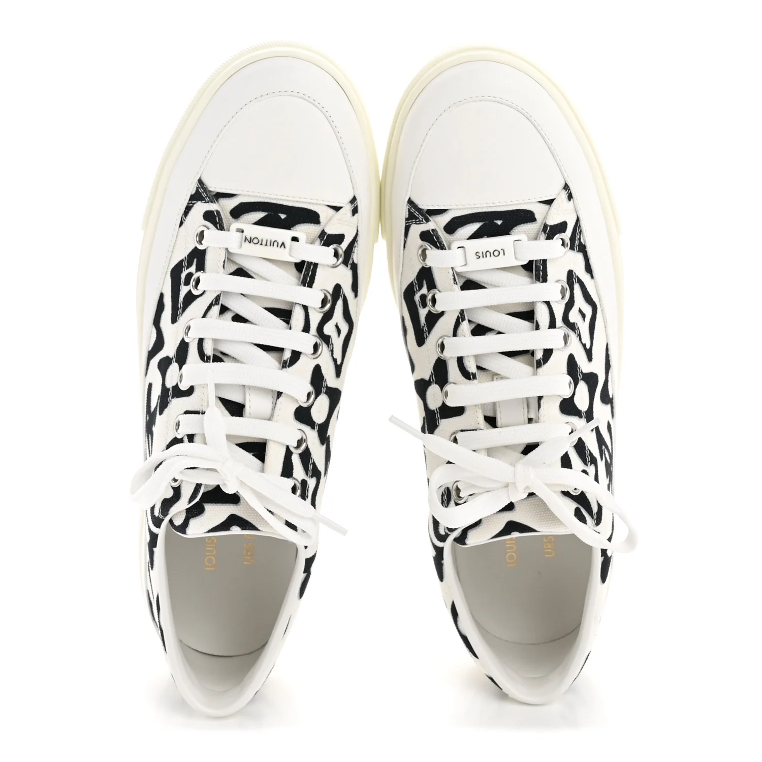 X UF Calfskin Tufted Monogram Stellar Sneakers 38 White Black - Image 2