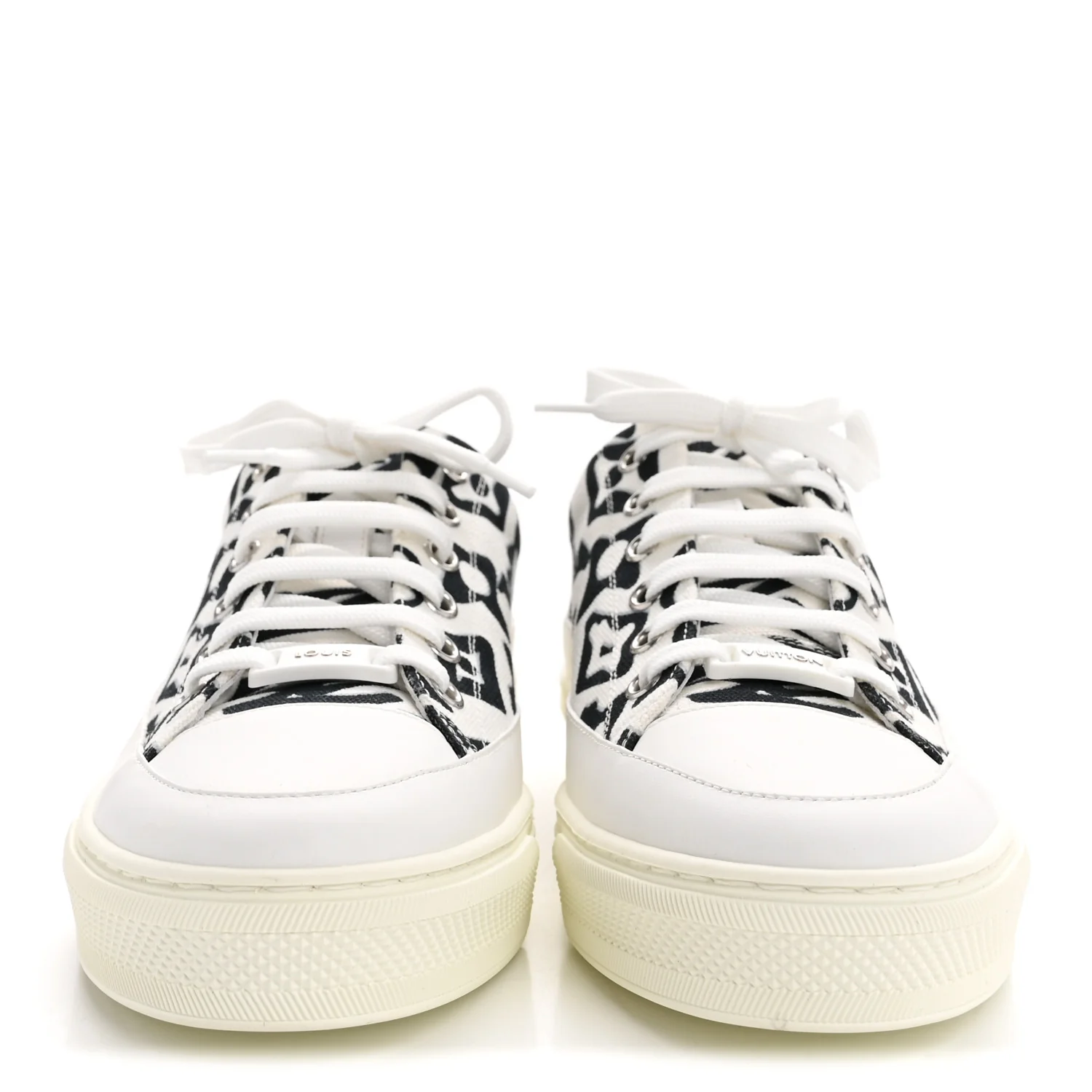 X UF Calfskin Tufted Monogram Stellar Sneakers 38 White Black - Image 3