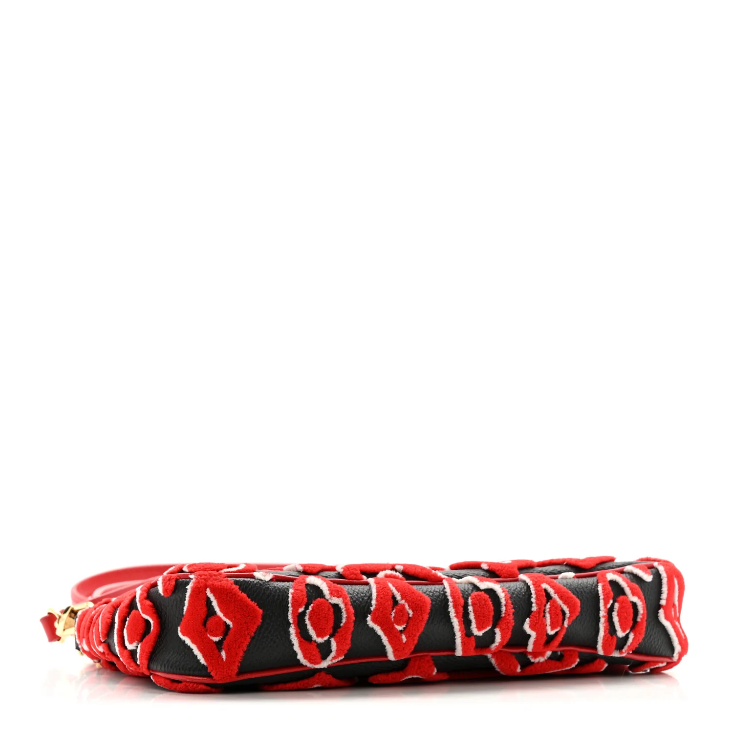 X UF Tufted Monogram Pochette Accessories Black Red - Image 4