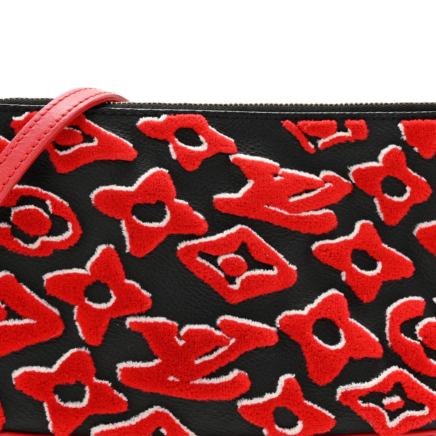 X UF Tufted Monogram Pochette Accessories Black Red - Image 8