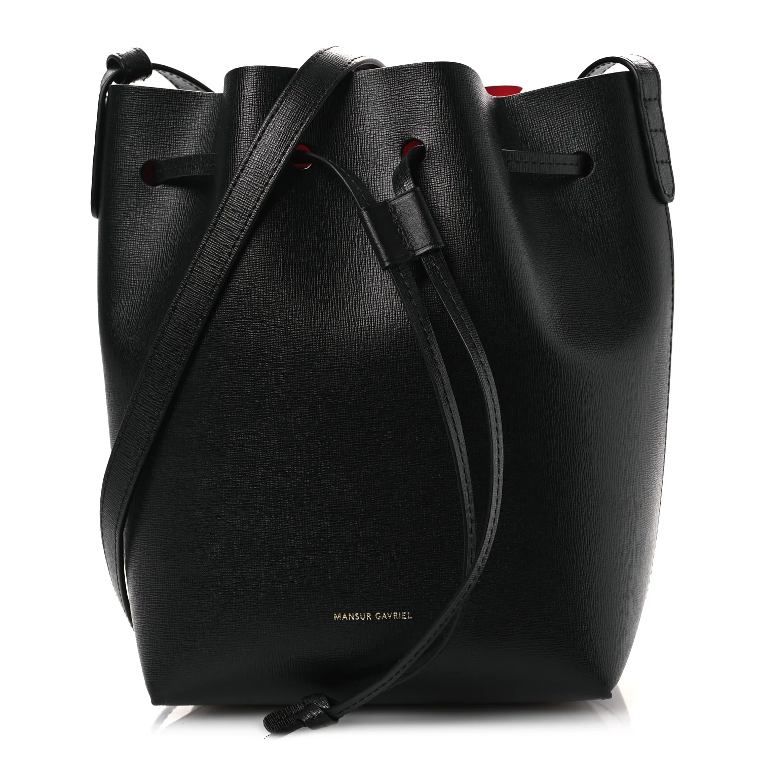 Calfskin Mini Bucket Bag Black Flamma