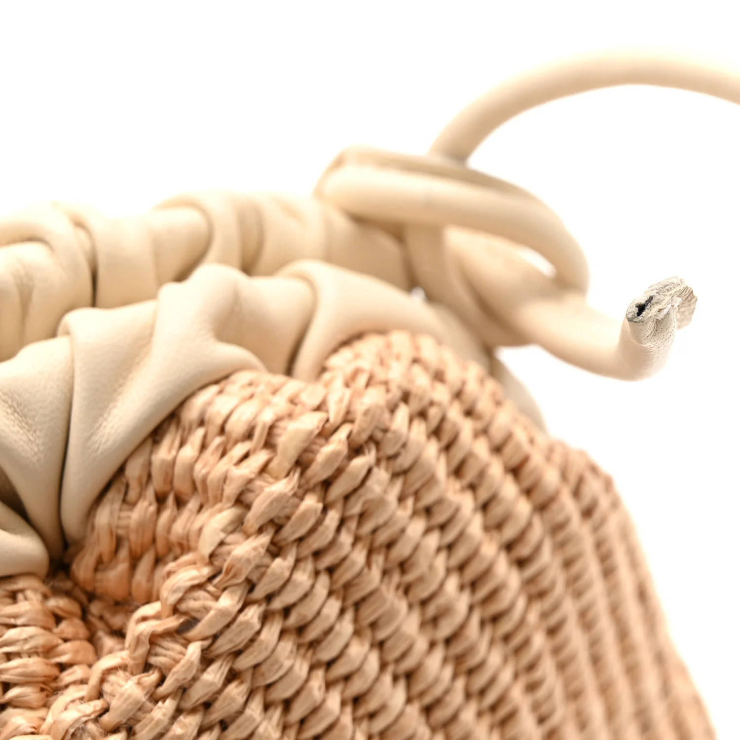 Raffia Lambskin Woven Mini Cloud Clutch Natural Avorio - Image 13
