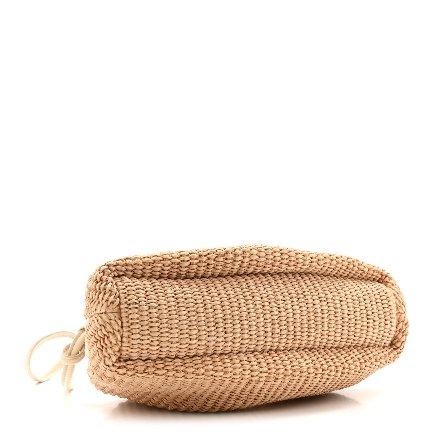 Raffia Lambskin Woven Mini Cloud Clutch Natural Avorio - Image 4