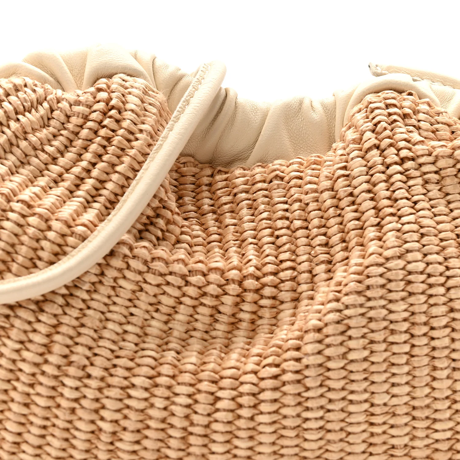 Raffia Lambskin Woven Mini Cloud Clutch Natural Avorio - Image 8
