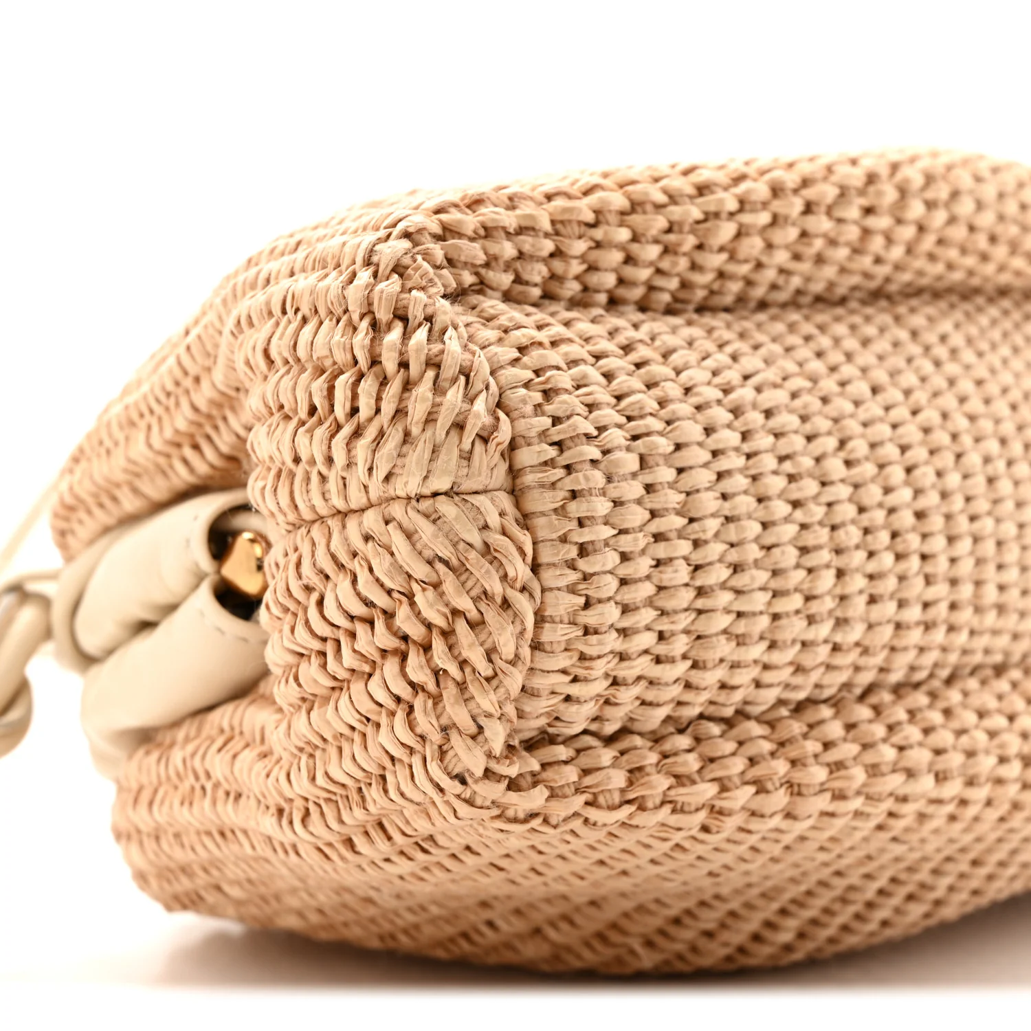 Raffia Lambskin Woven Mini Cloud Clutch Natural Avorio - Image 9