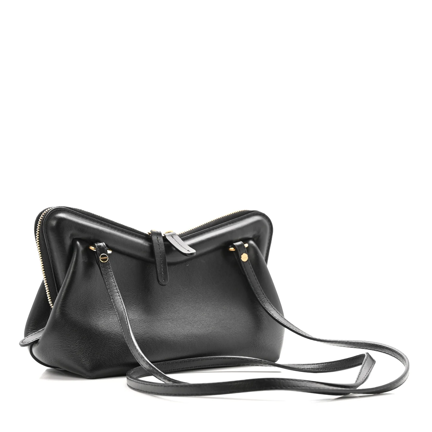 Smooth Calfskin Mini M Frame Crossbody Bag Black Flamma - Image 3