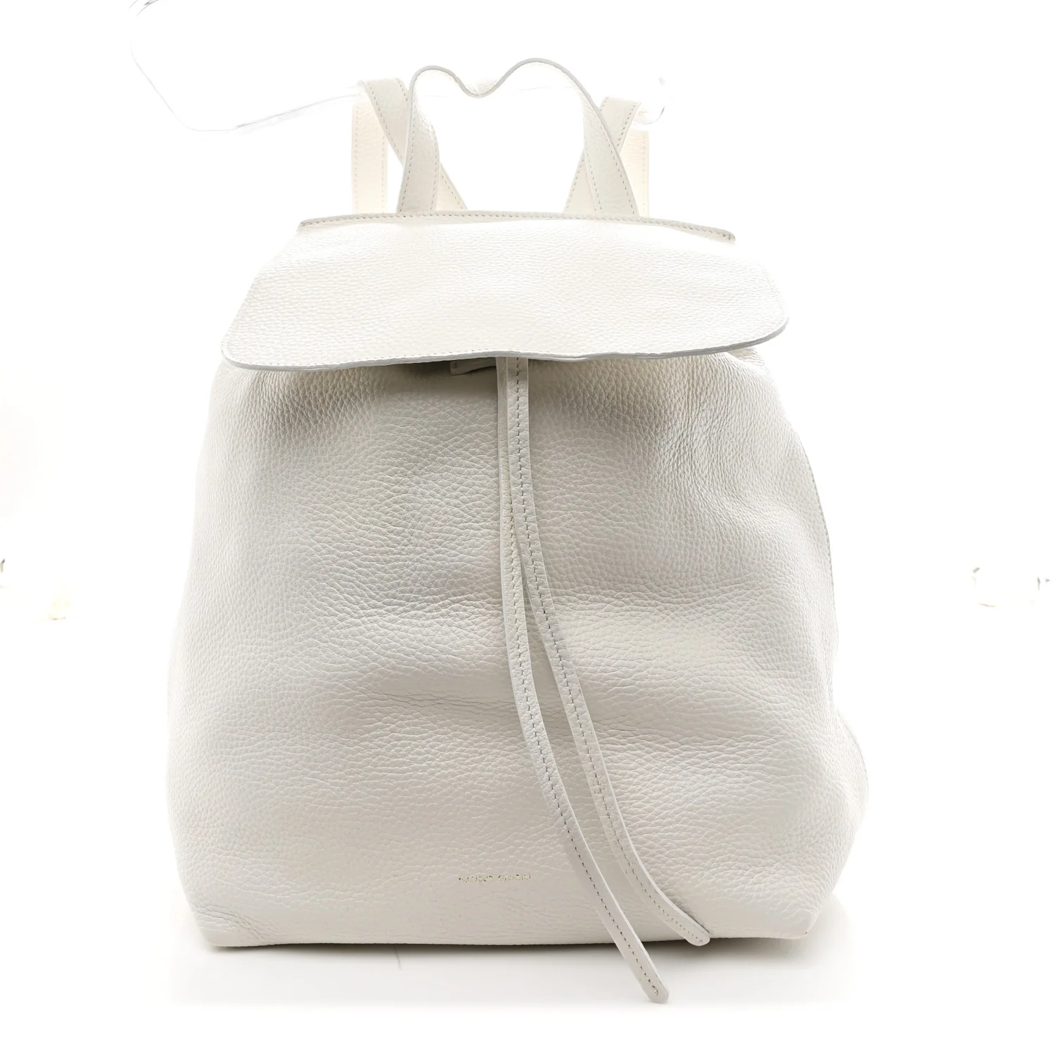 Tumbled Calfskin Backpack Bag White