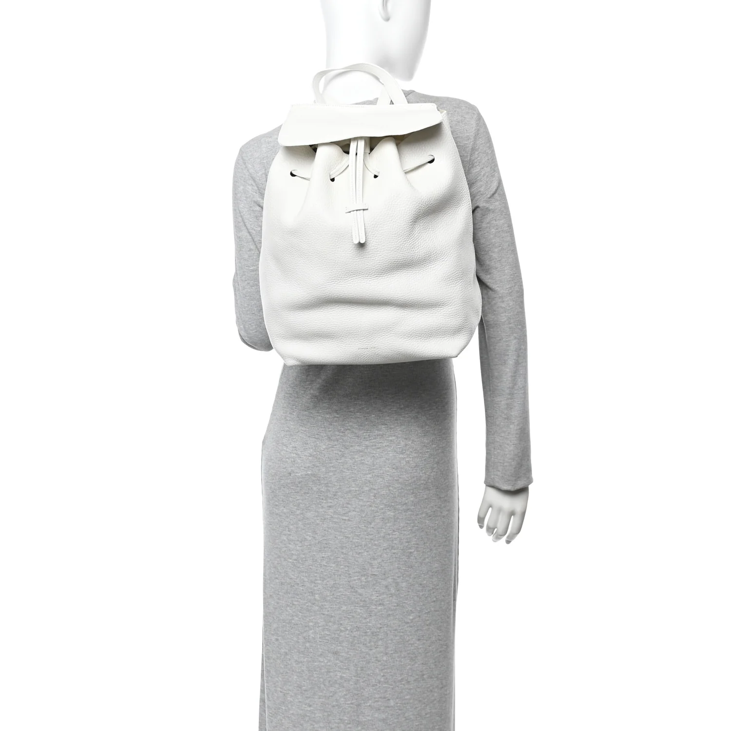 Tumbled Calfskin Backpack Bag White - Image 2