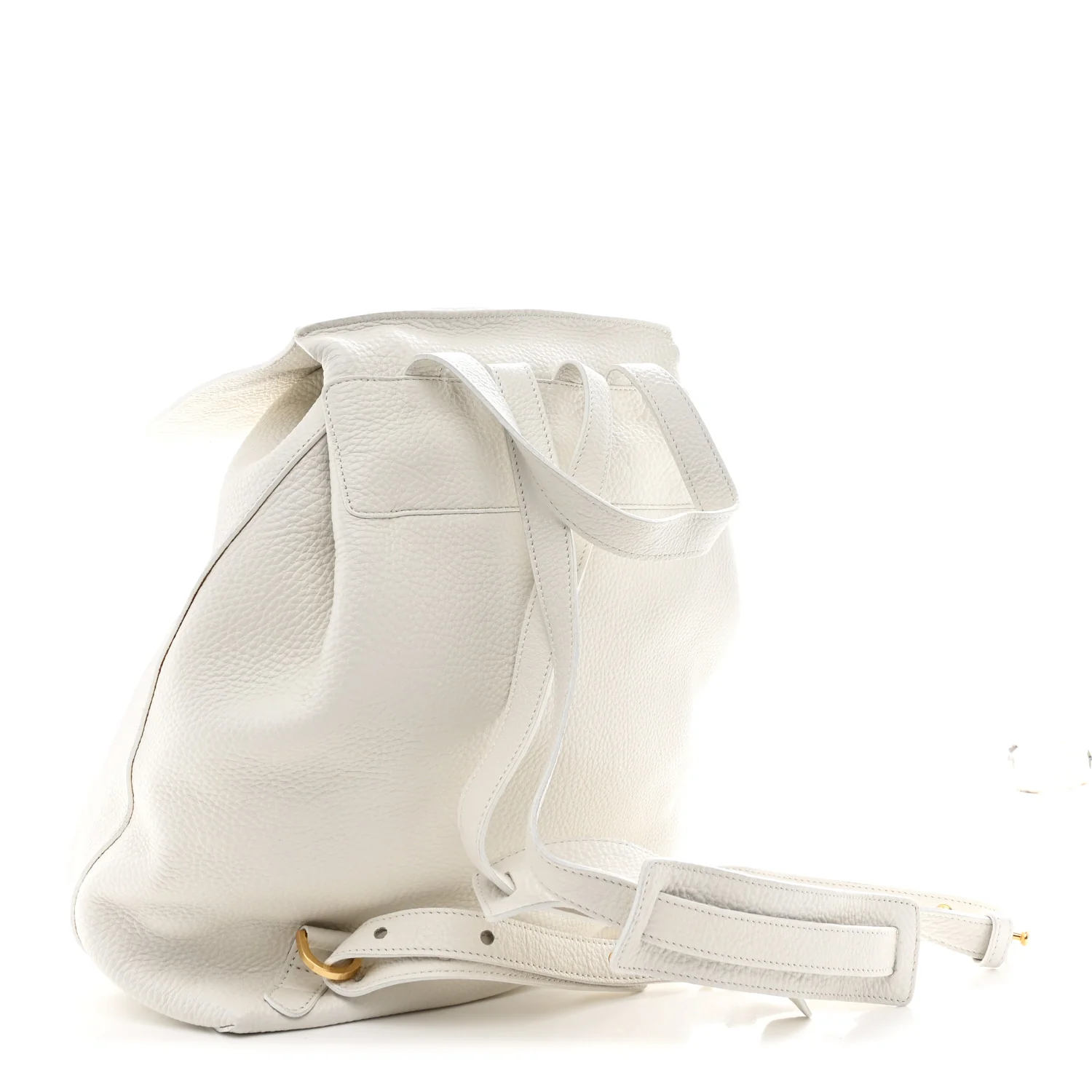 Tumbled Calfskin Backpack Bag White - Image 3