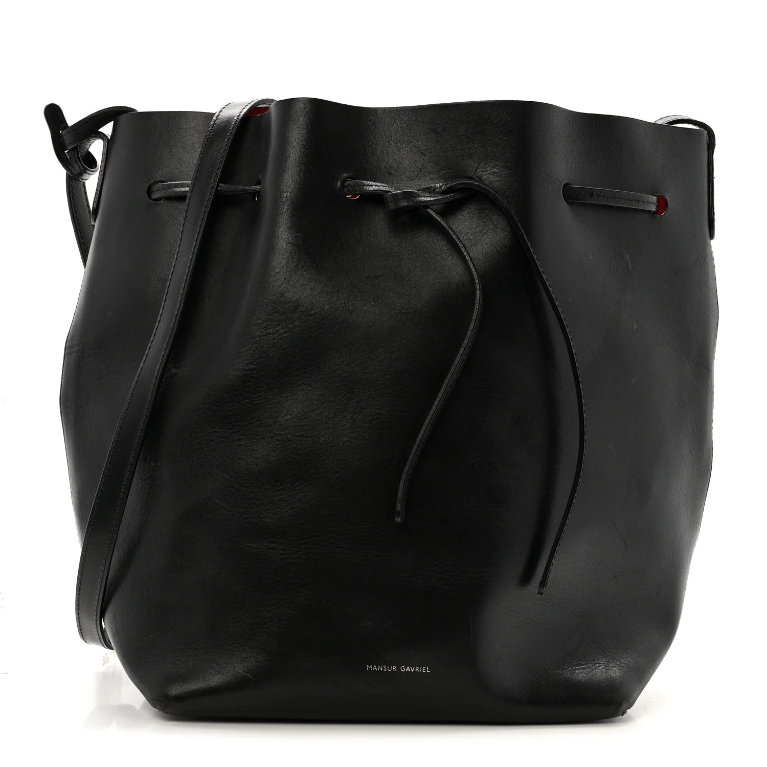 Vegetable Tanned Calfskin Bucket Bag Black Flamma