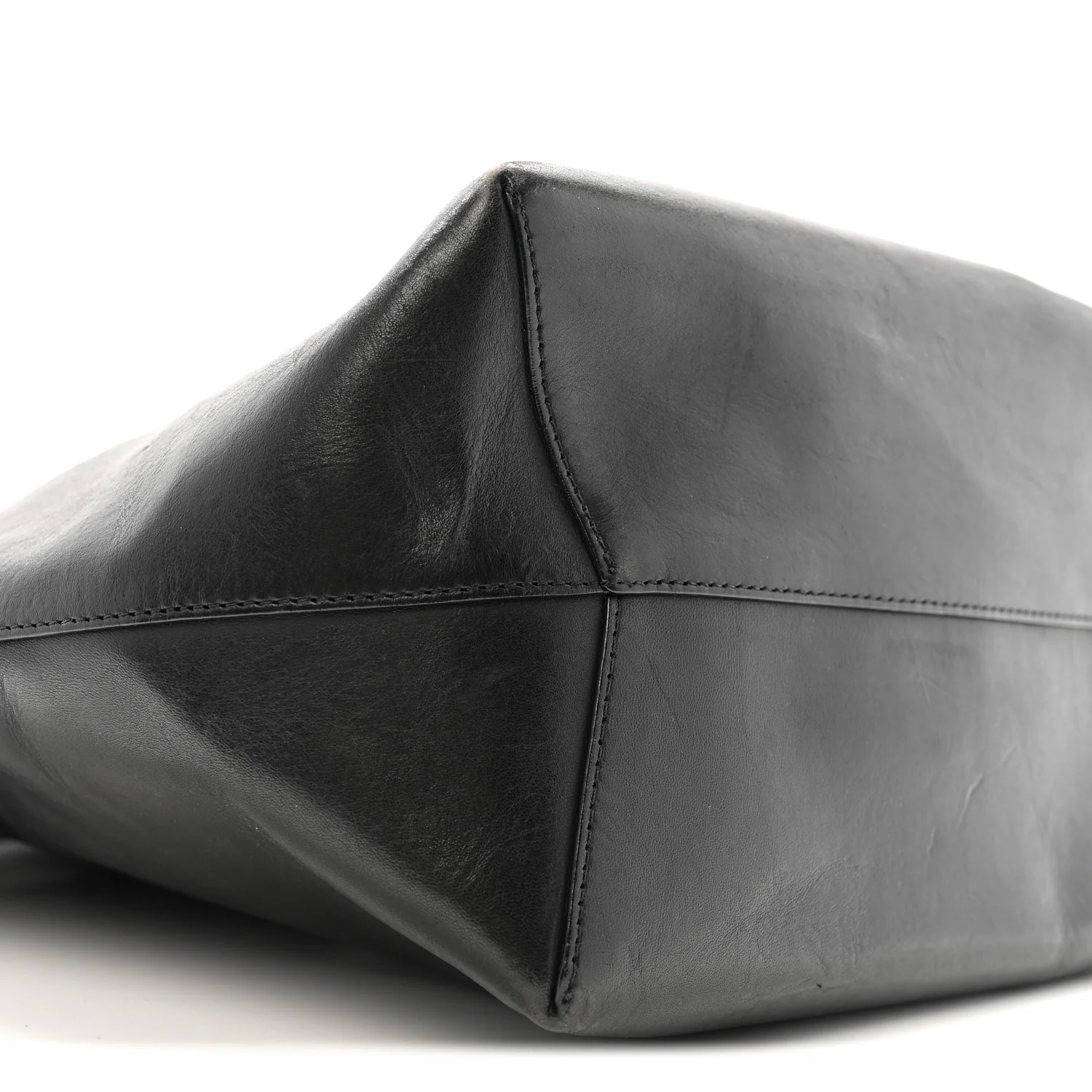 Vegetable Tanned Calfskin Bucket Bag Black Flamma - Image 10