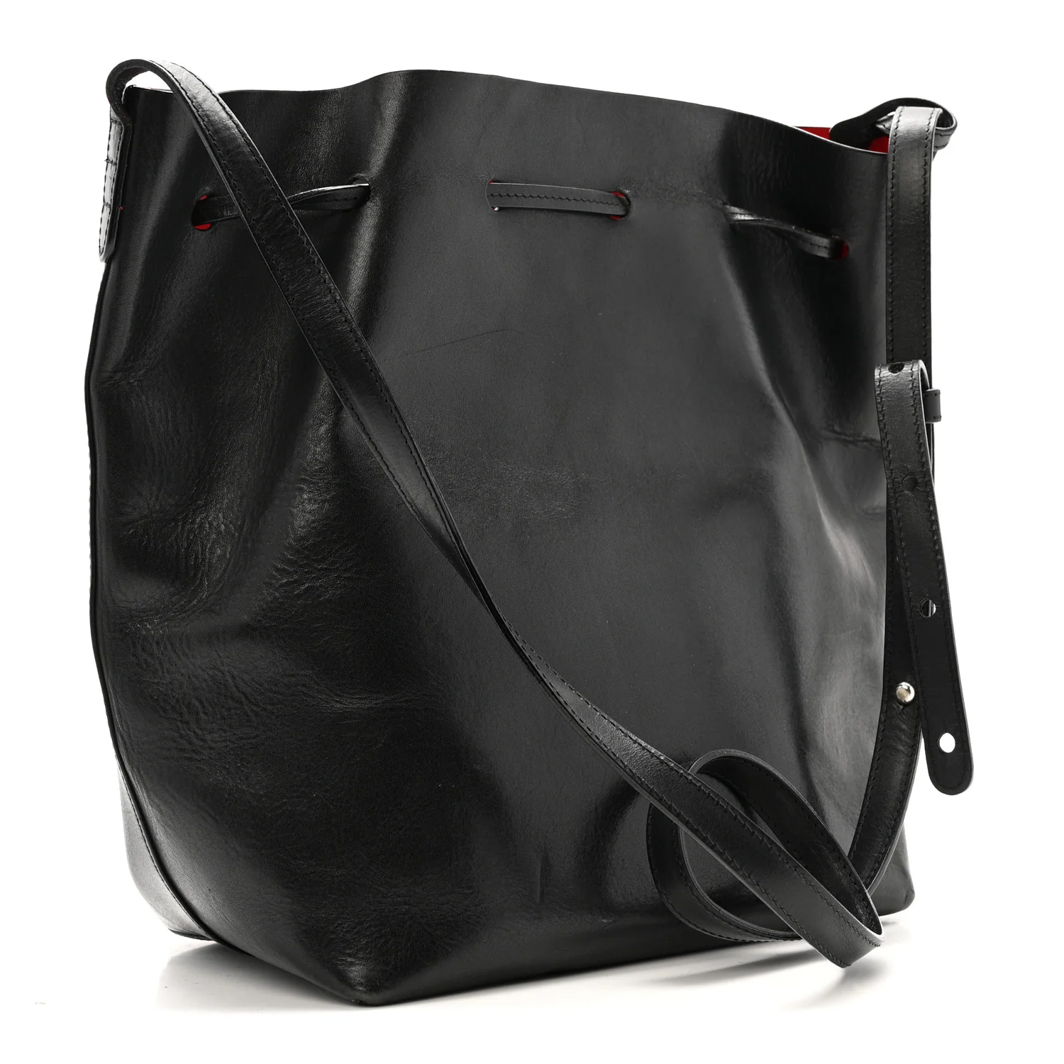 Vegetable Tanned Calfskin Bucket Bag Black Flamma - Image 4