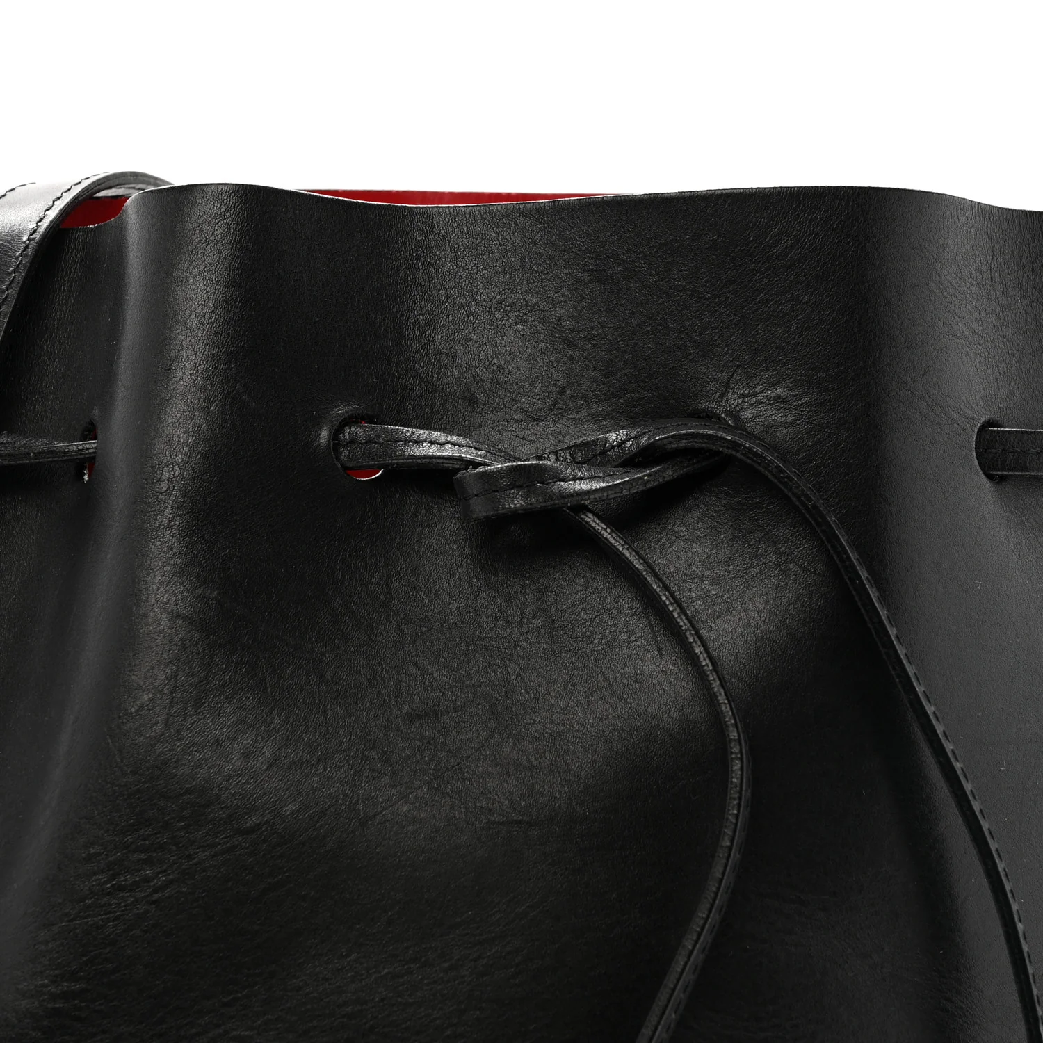 Vegetable Tanned Calfskin Bucket Bag Black Flamma - Image 9
