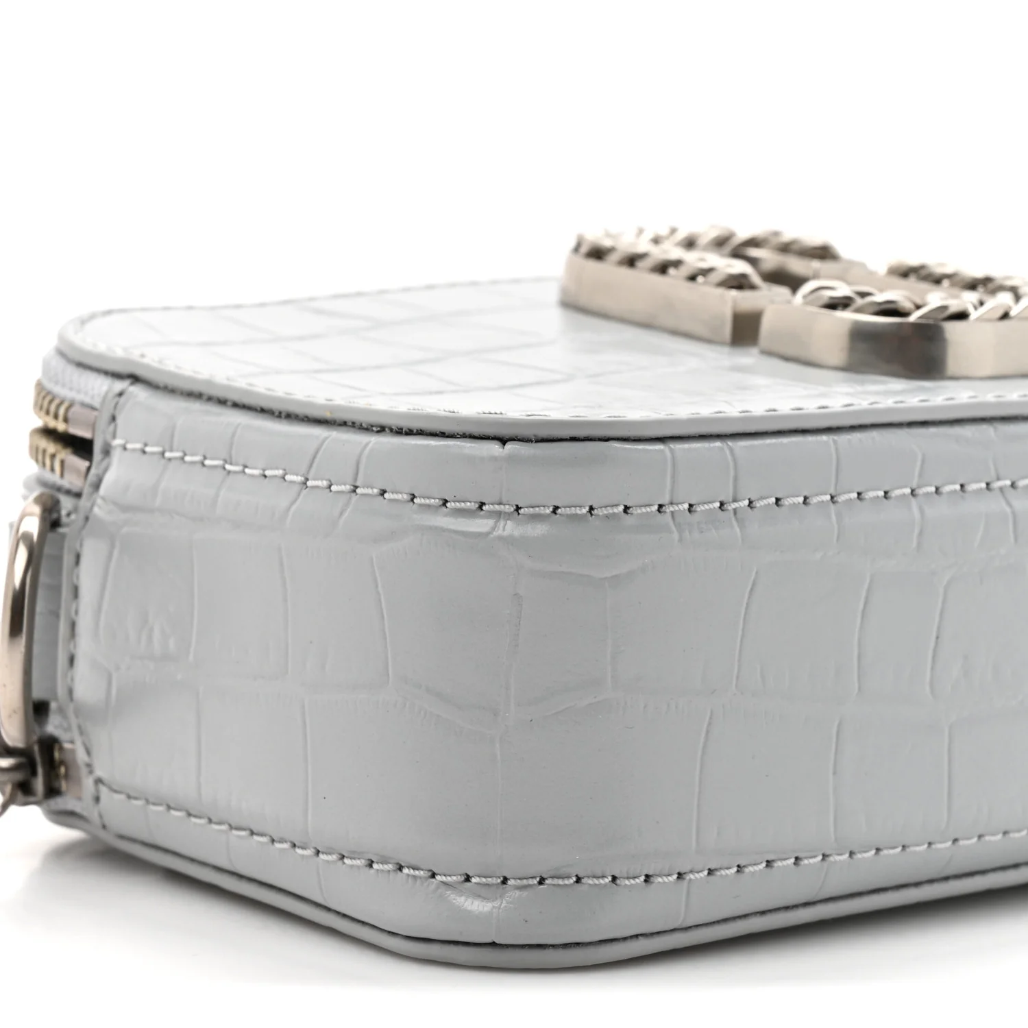 Calfskin Croc Embossed Snapshot Camera Bag Quarry - Image 10