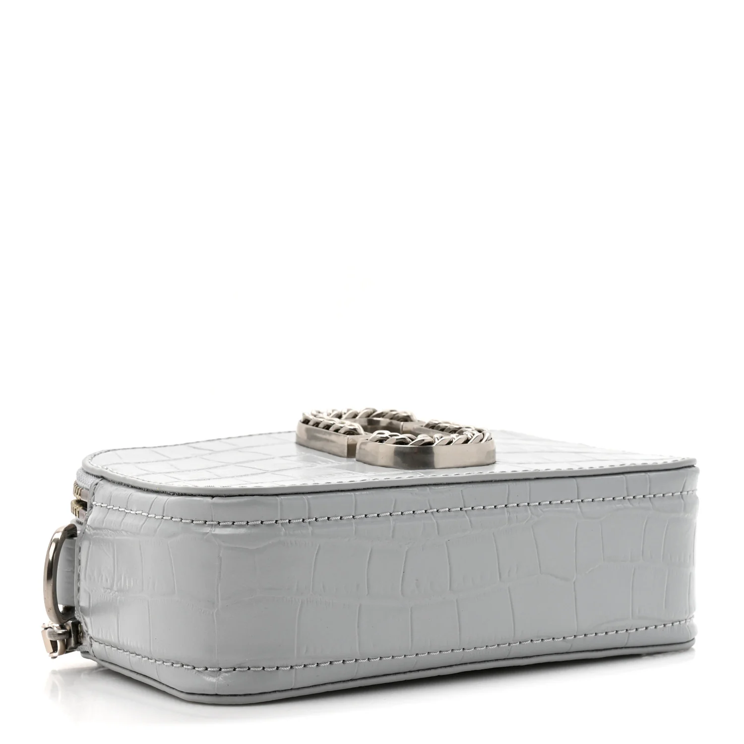 Calfskin Croc Embossed Snapshot Camera Bag Quarry - Image 4