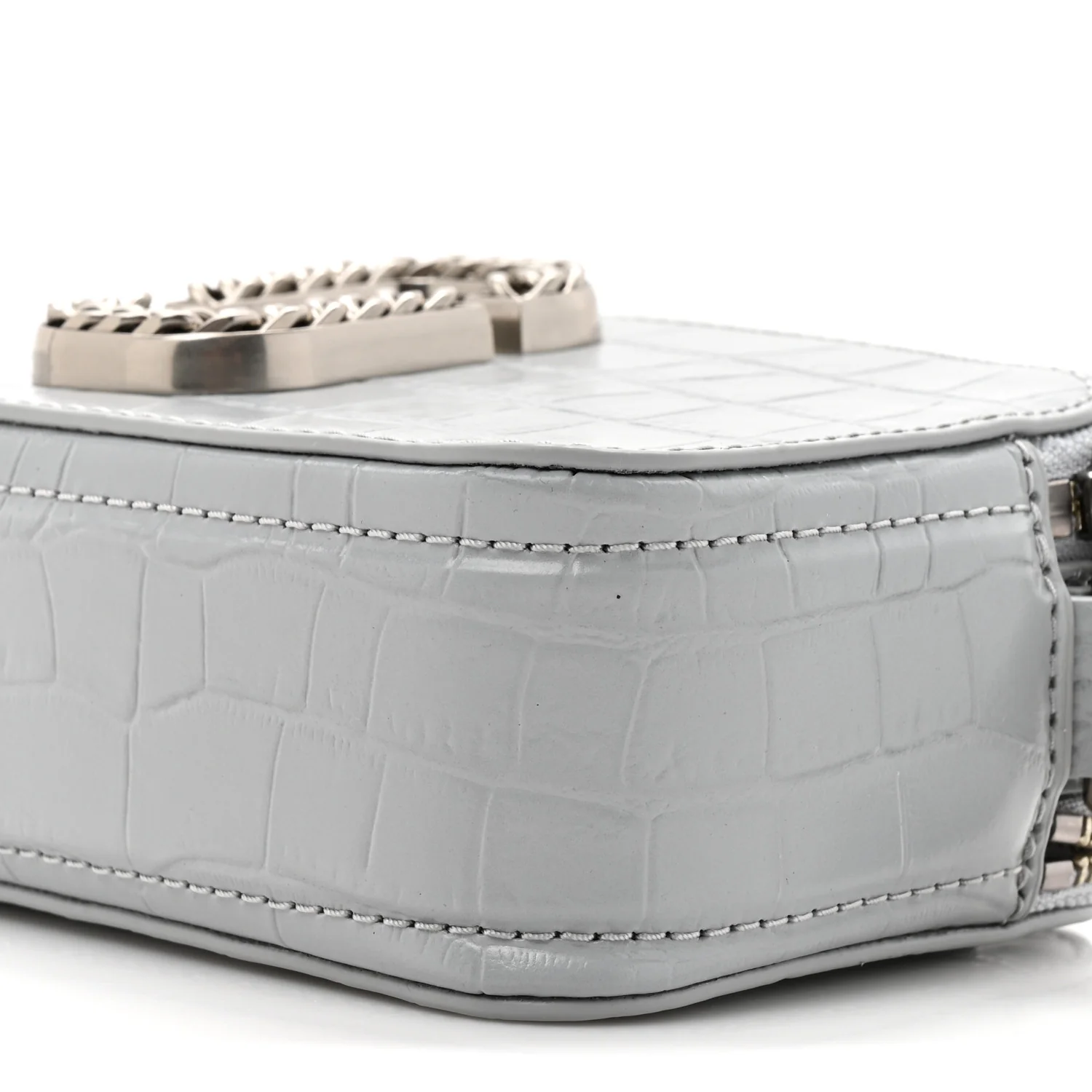 Calfskin Croc Embossed Snapshot Camera Bag Quarry - Image 9