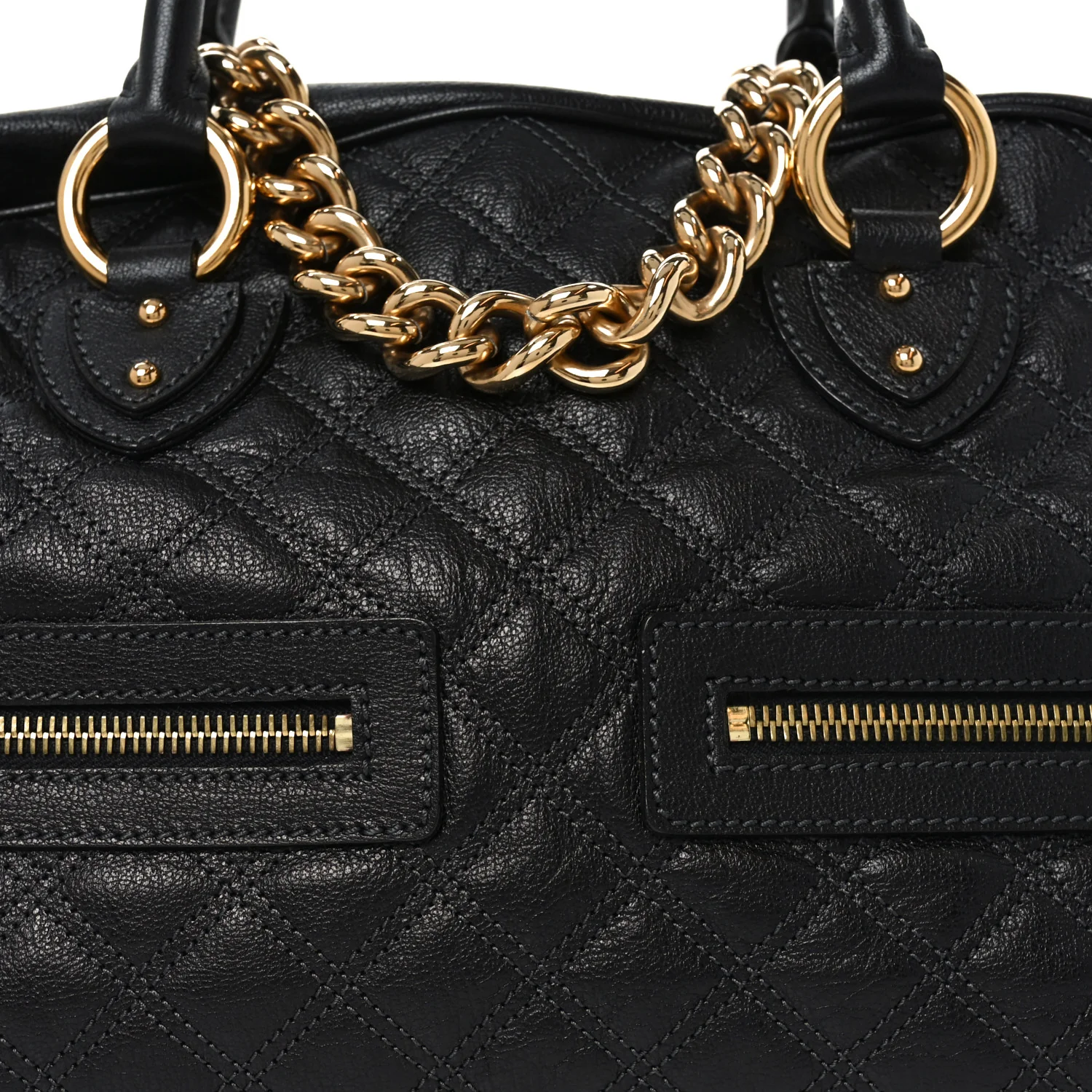 Calfskin Quilted Dita Duffle Bag Black - Image 6