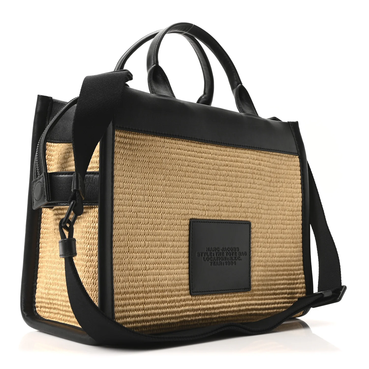 Calfskin Woven Straw Medium The Tote Bag Natural - Image 3