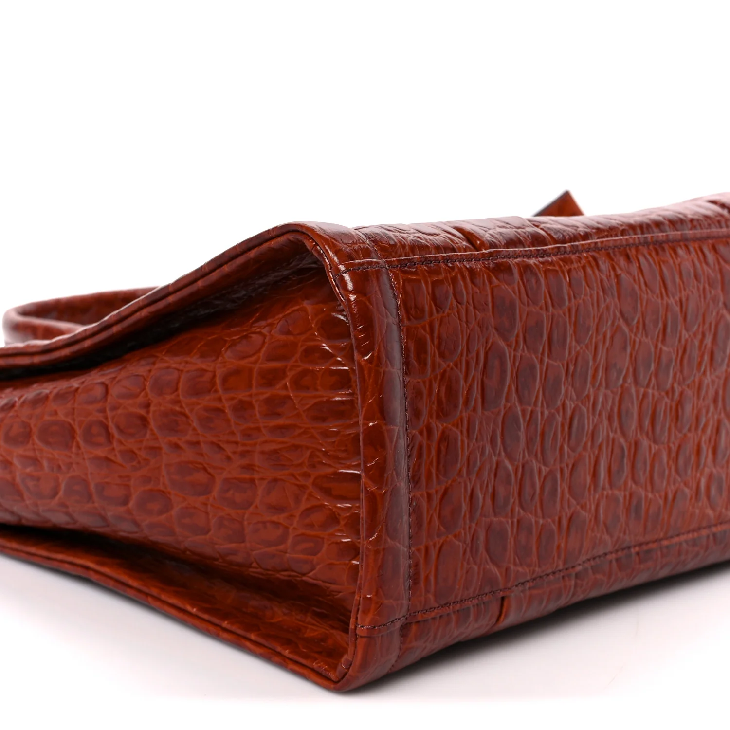 Croc Embossed Small The Tote Bag Spice Brown - Image 11
