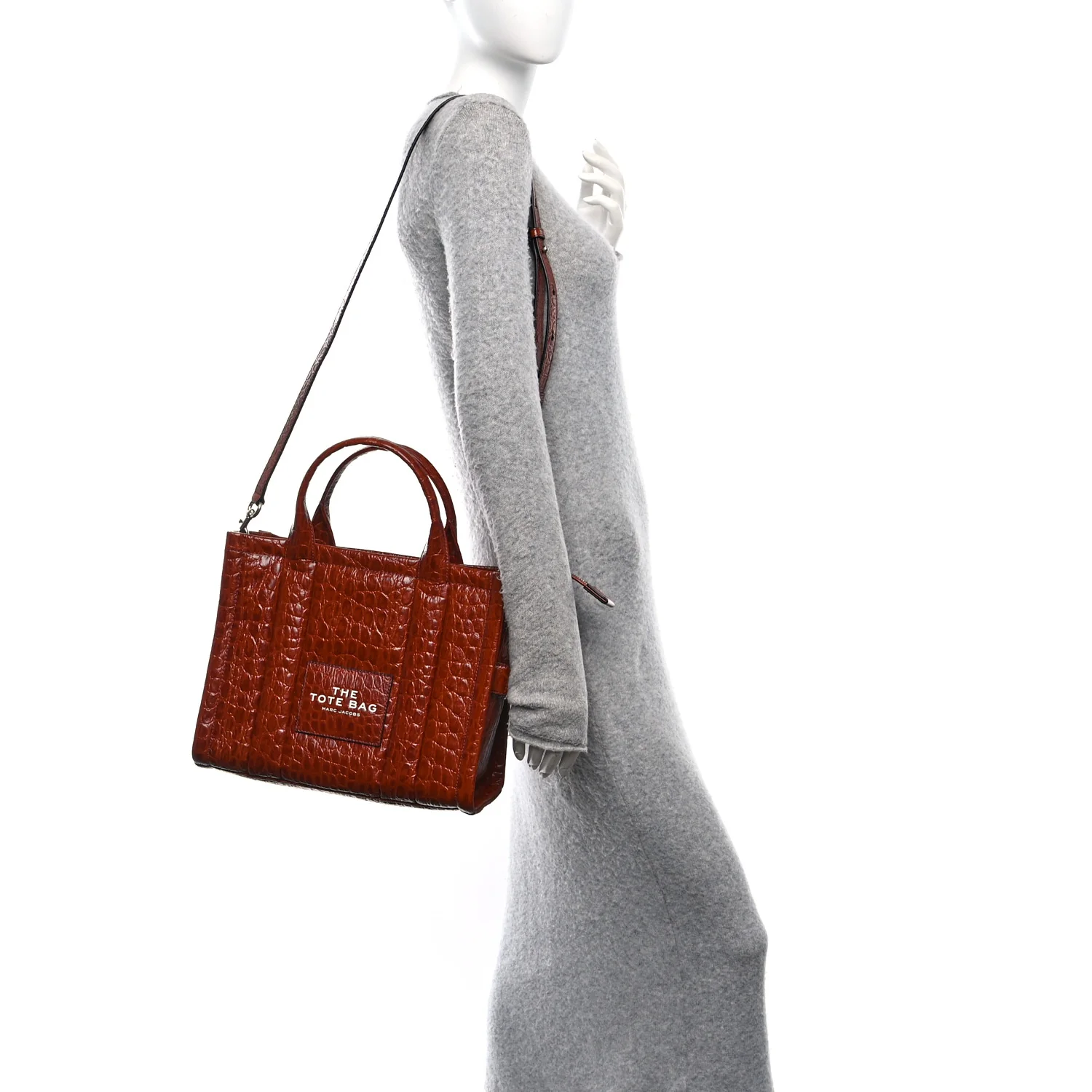 Croc Embossed Small The Tote Bag Spice Brown - Image 2