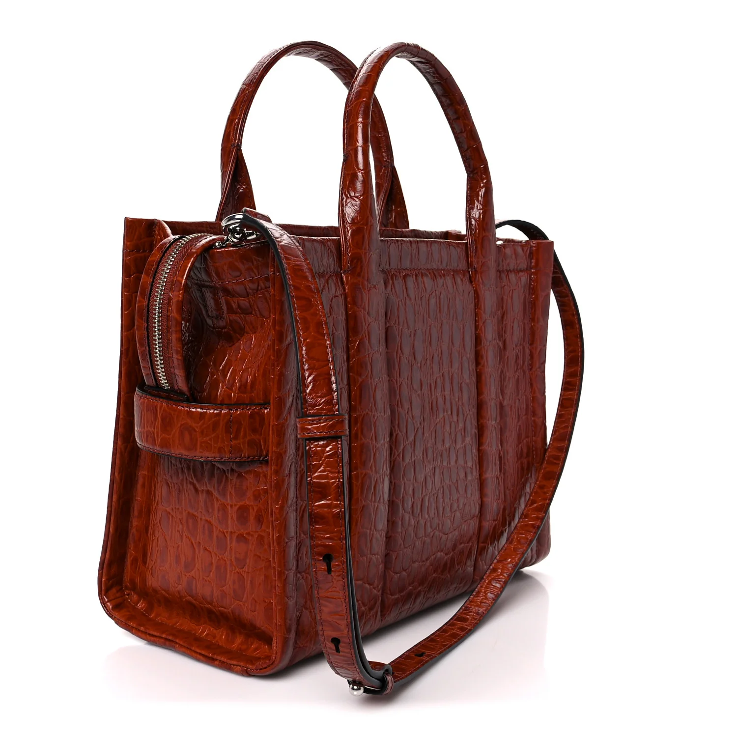 Croc Embossed Small The Tote Bag Spice Brown - Image 3