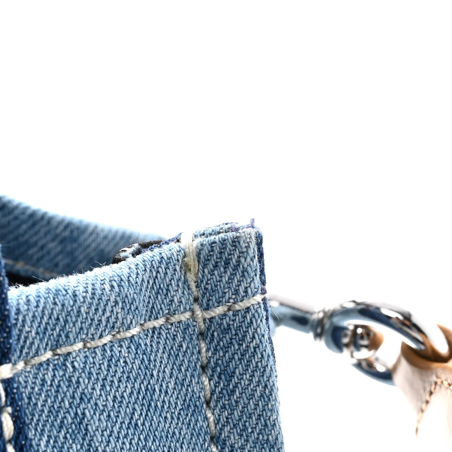 Denim Canvas Small Tote Bag Blue - Image 11