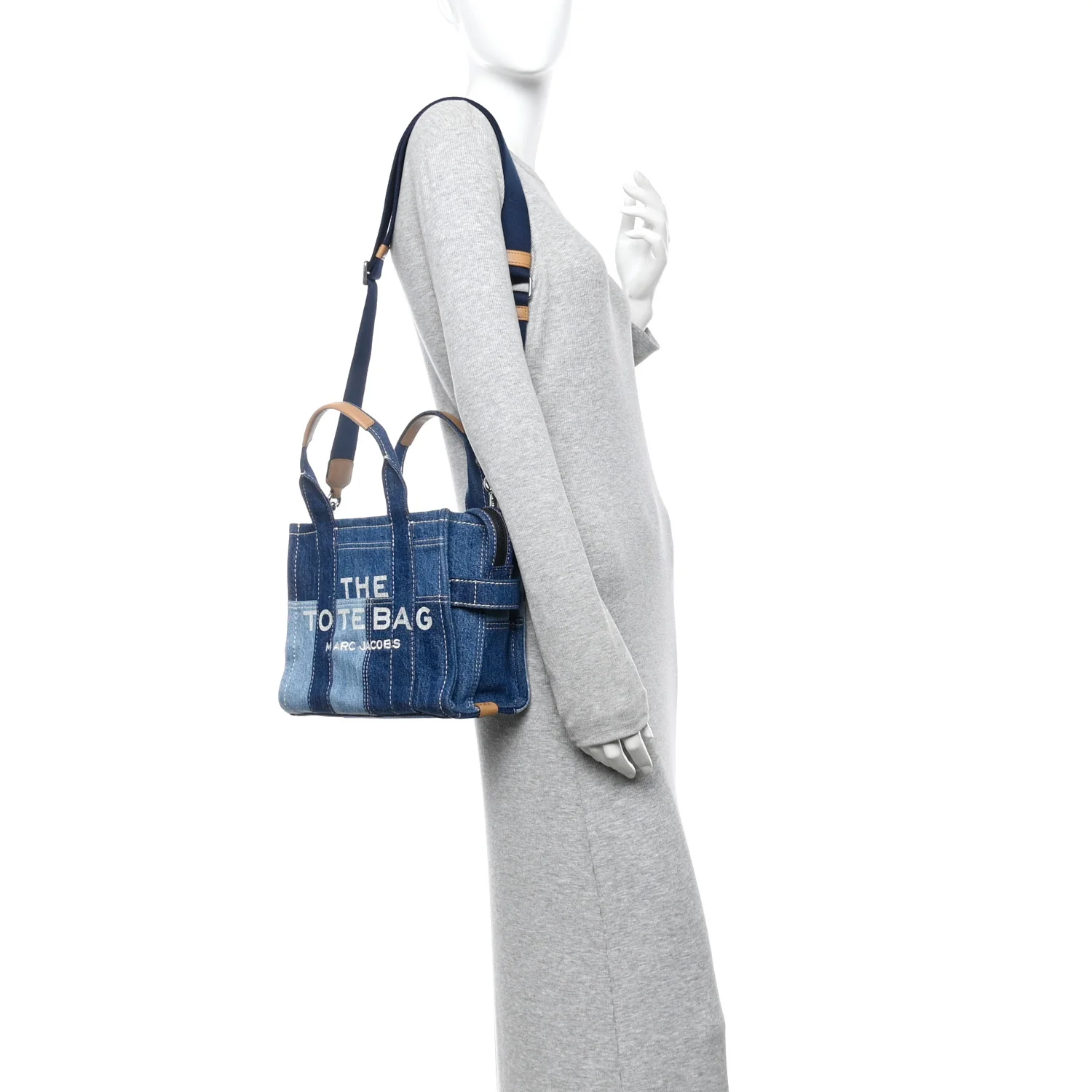 Denim Canvas Small Tote Bag Blue - Image 2