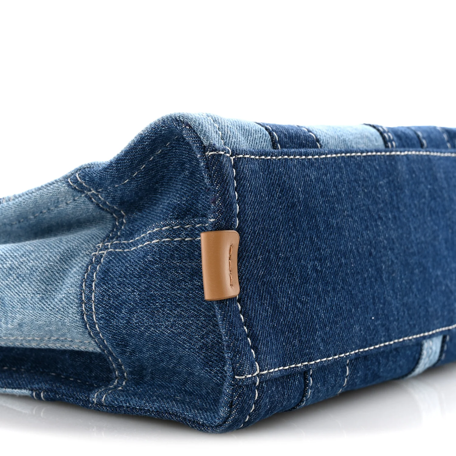 Denim Canvas Small Tote Bag Blue - Image 9