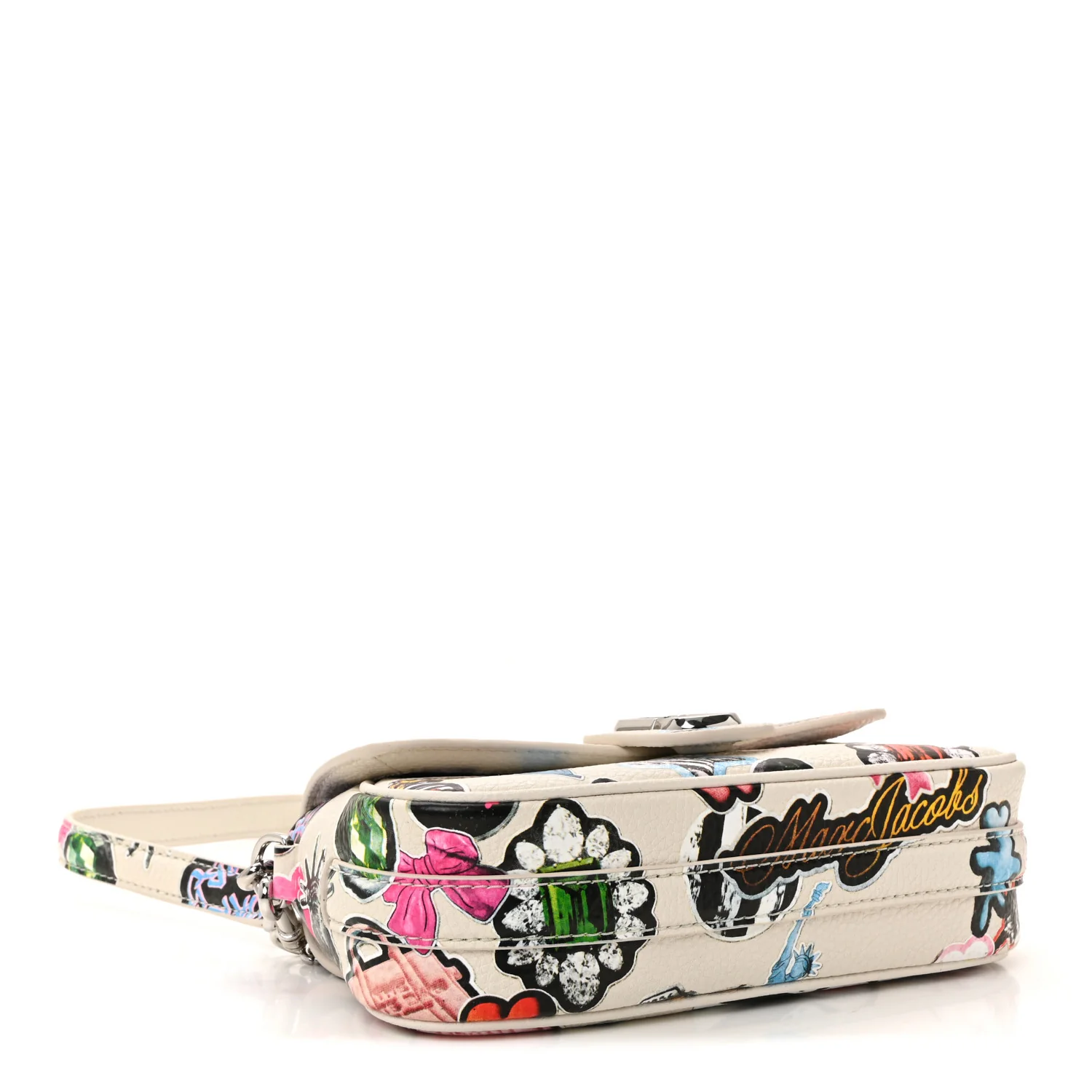 Grained Calfskin The Clover Sticker Shoulder Bag White Multicolor - Image 4