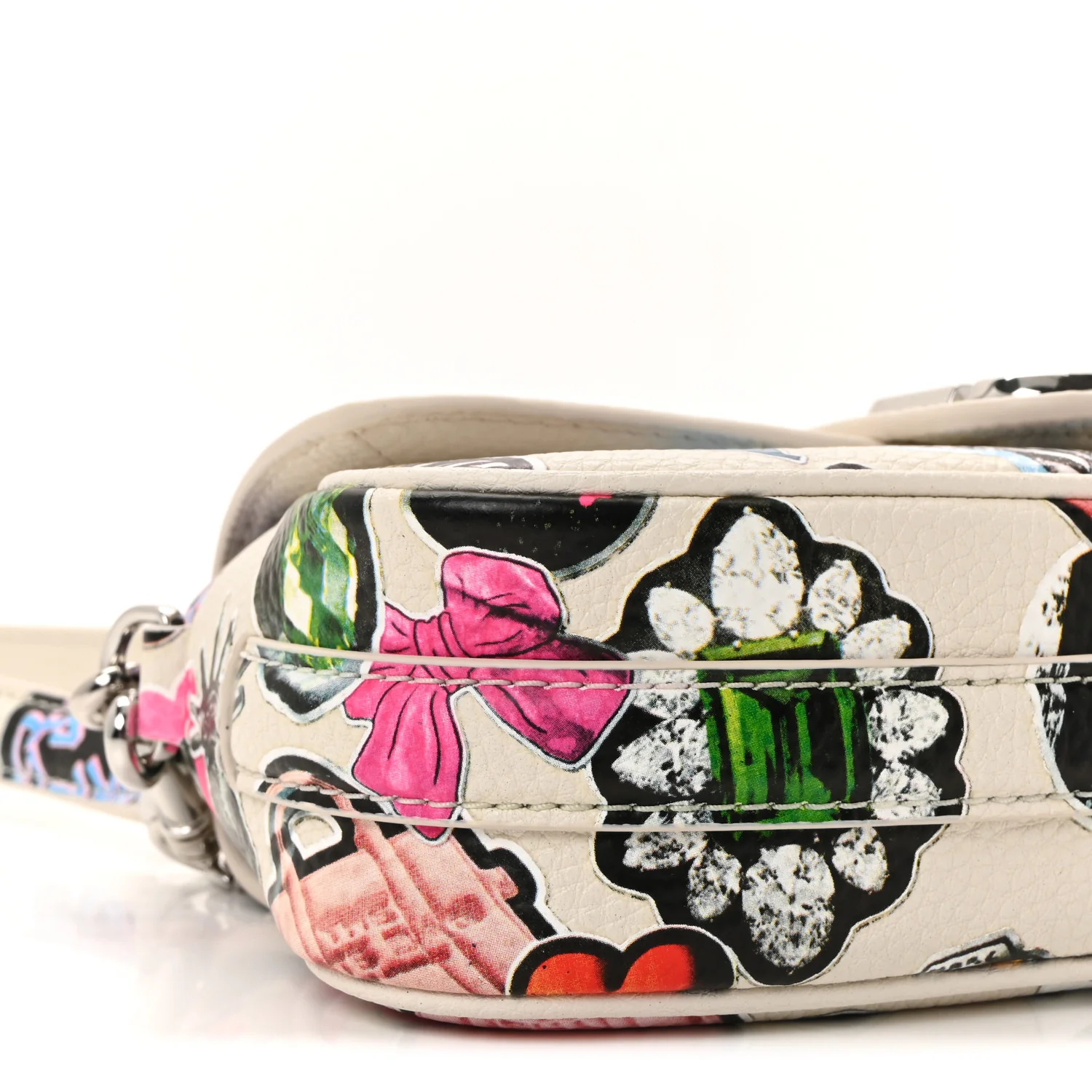 Grained Calfskin The Clover Sticker Shoulder Bag White Multicolor - Image 9