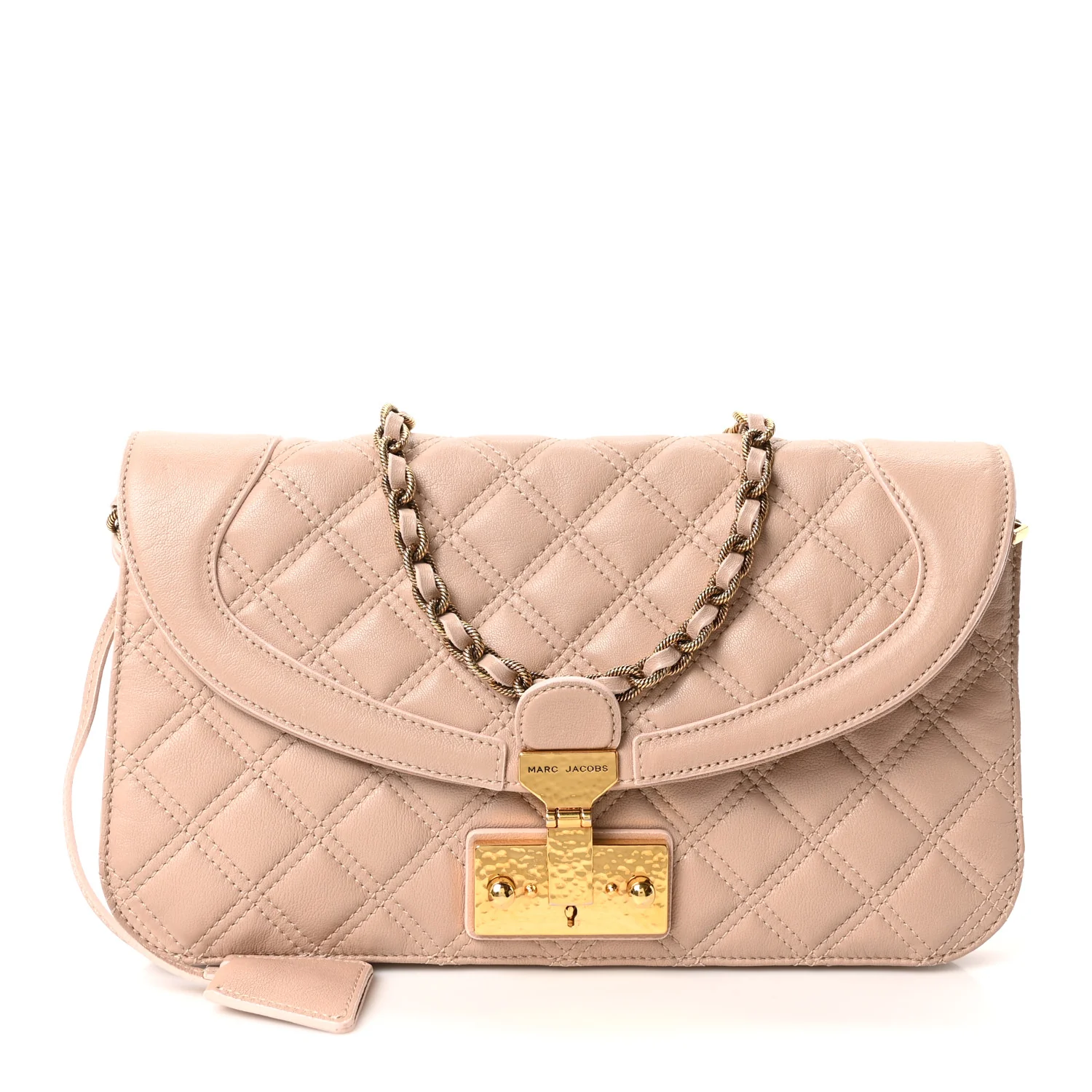 Lacquered Lambskin Baroque Single Flap Beige