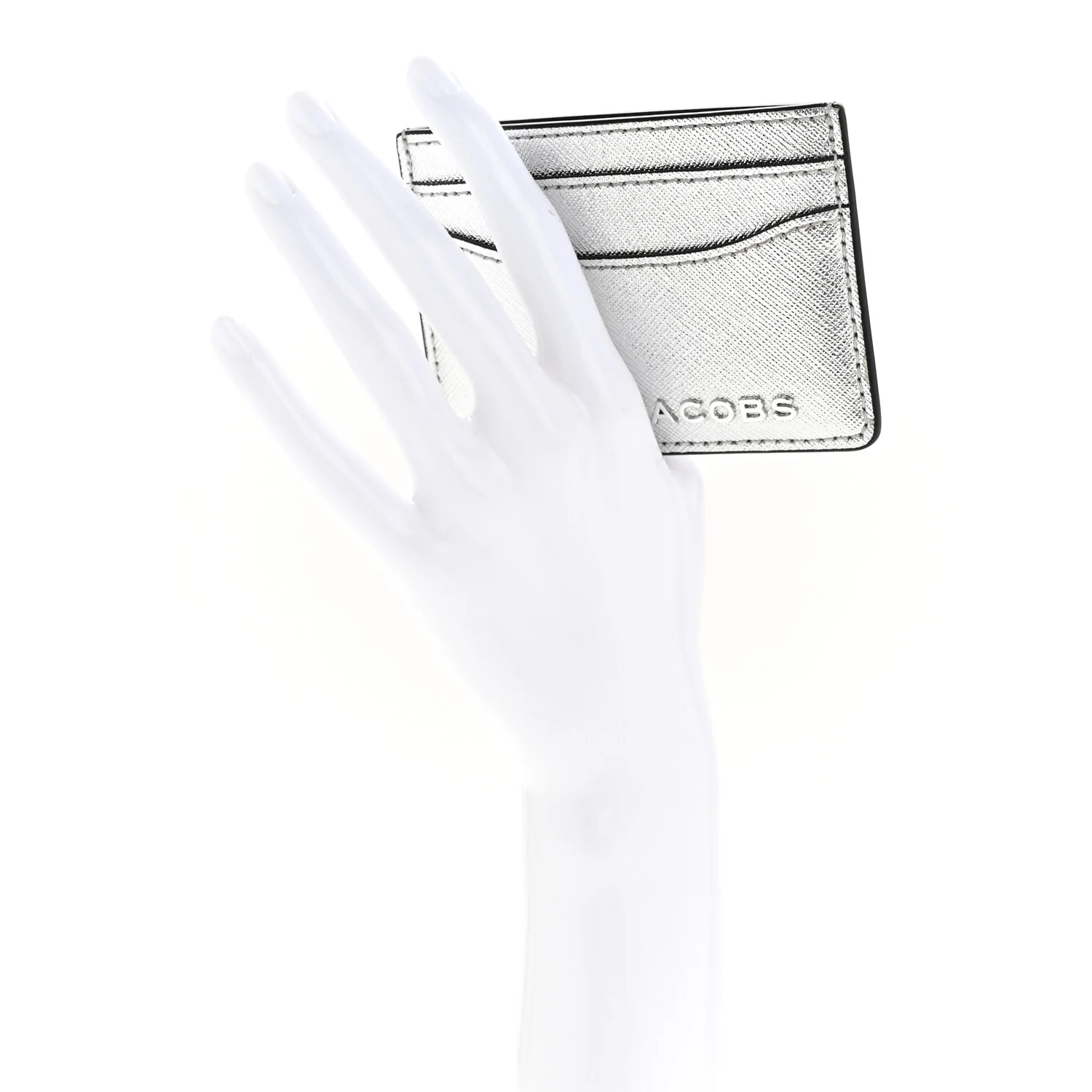 Metallic Saffiano Cardholder Silver - Image 4